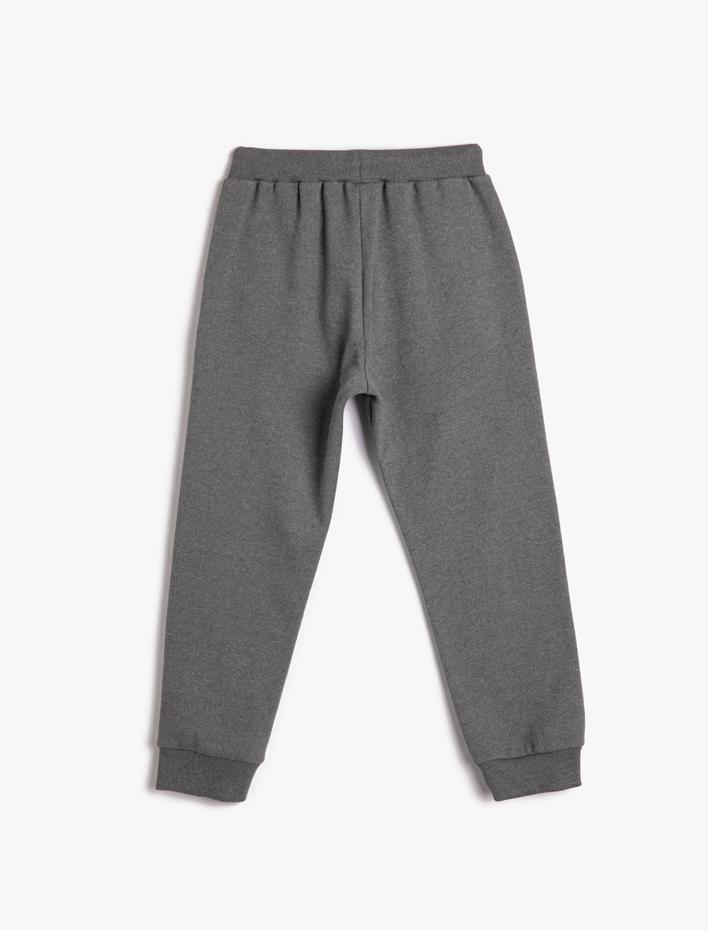 Erkek Çocuk Basic Jogger Eşofman Altı Kolej Baskılı Beli Bağlamalı Cepli Şardonlu