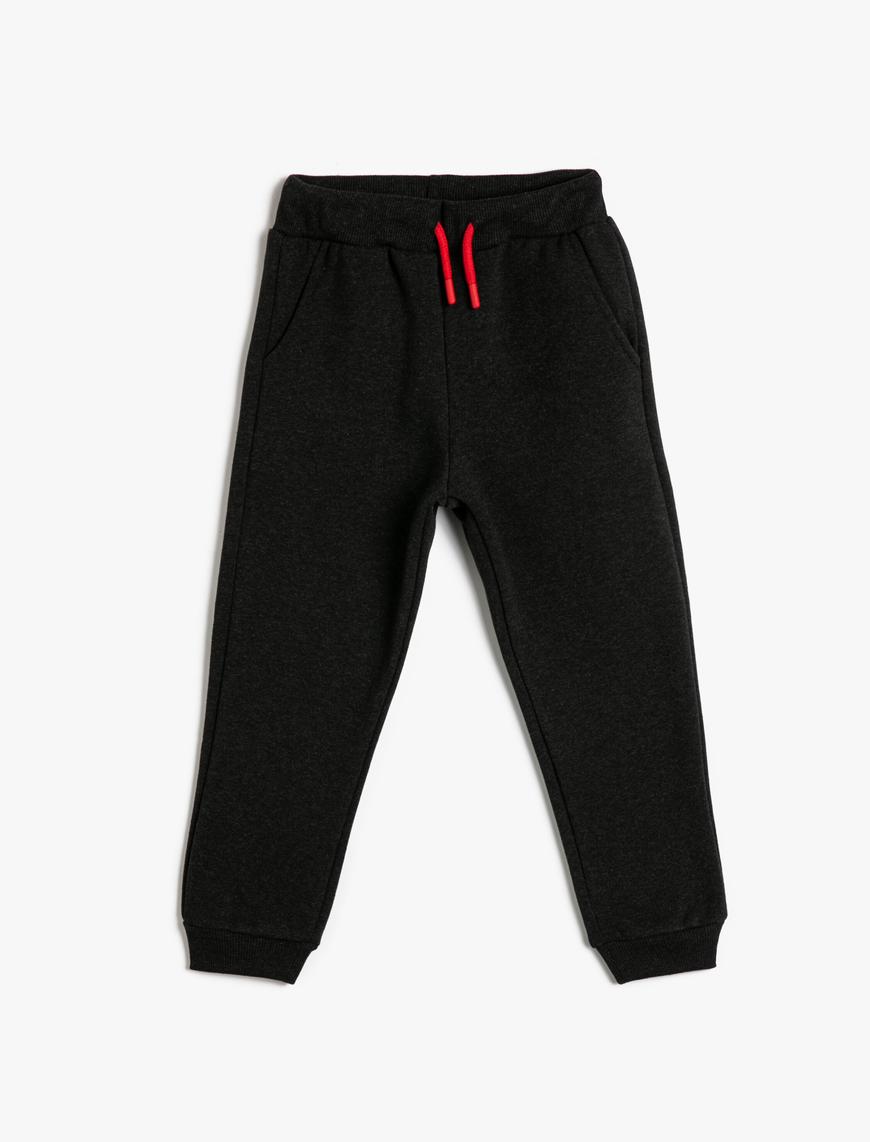 Erkek Çocuk Basic Jogger Eşofman Altı Beli Bağlamalı Cepli Şardonlu