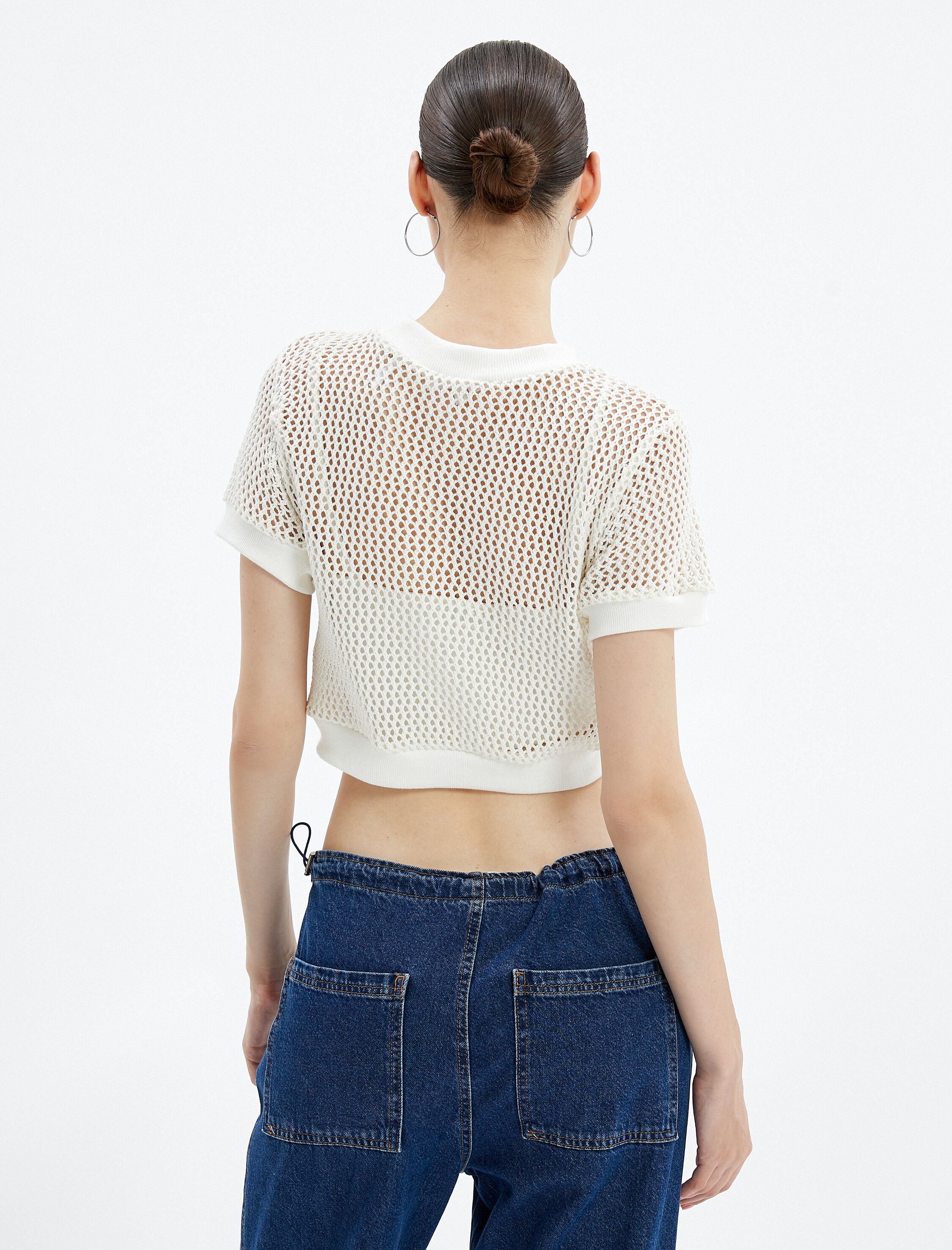   Crop File Tişört Kısa Kollu Bisiklet Yaka