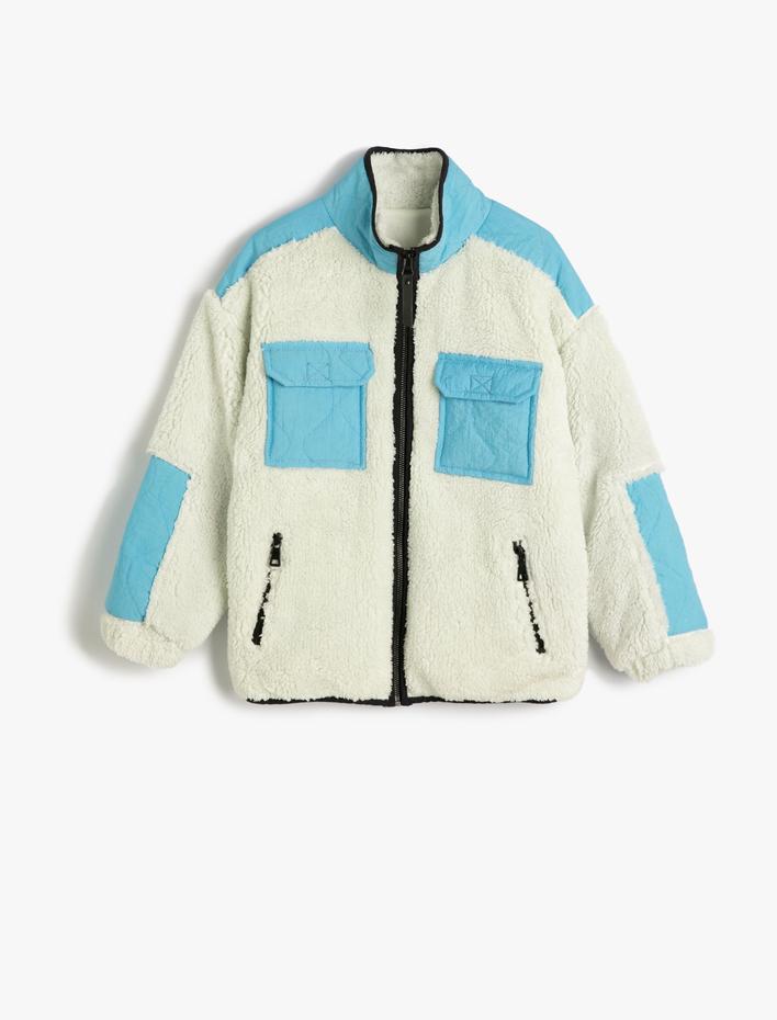 Erkek Çocuk Sweatshirt Dik Yaka Uzun Kollu Cepli Fermuar Kapamalı Manşetleri Lastikli