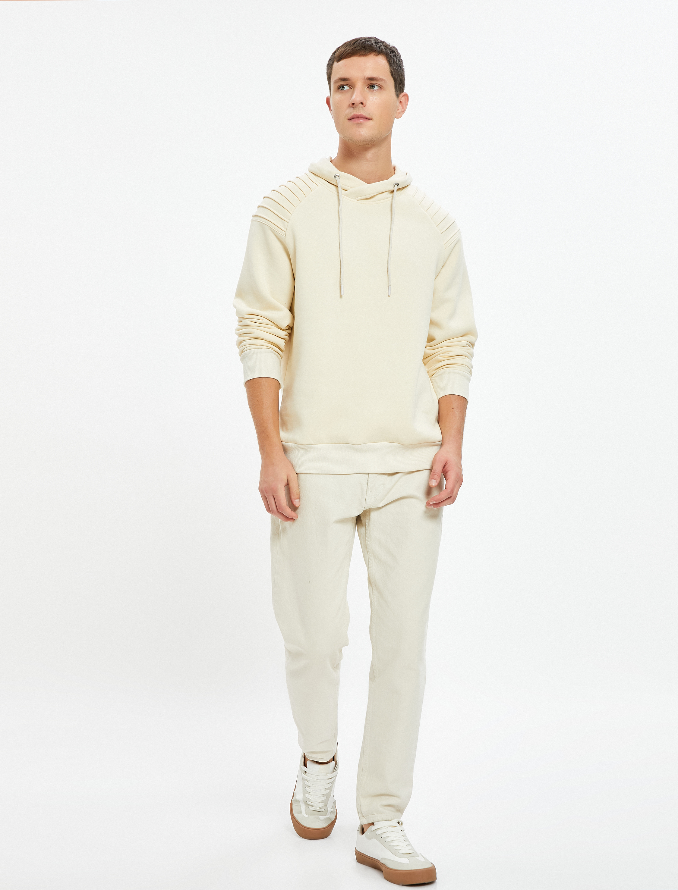   Şal Yaka Basic Sweatshirt Kat Detaylı Uzun Kollu Şardonlu