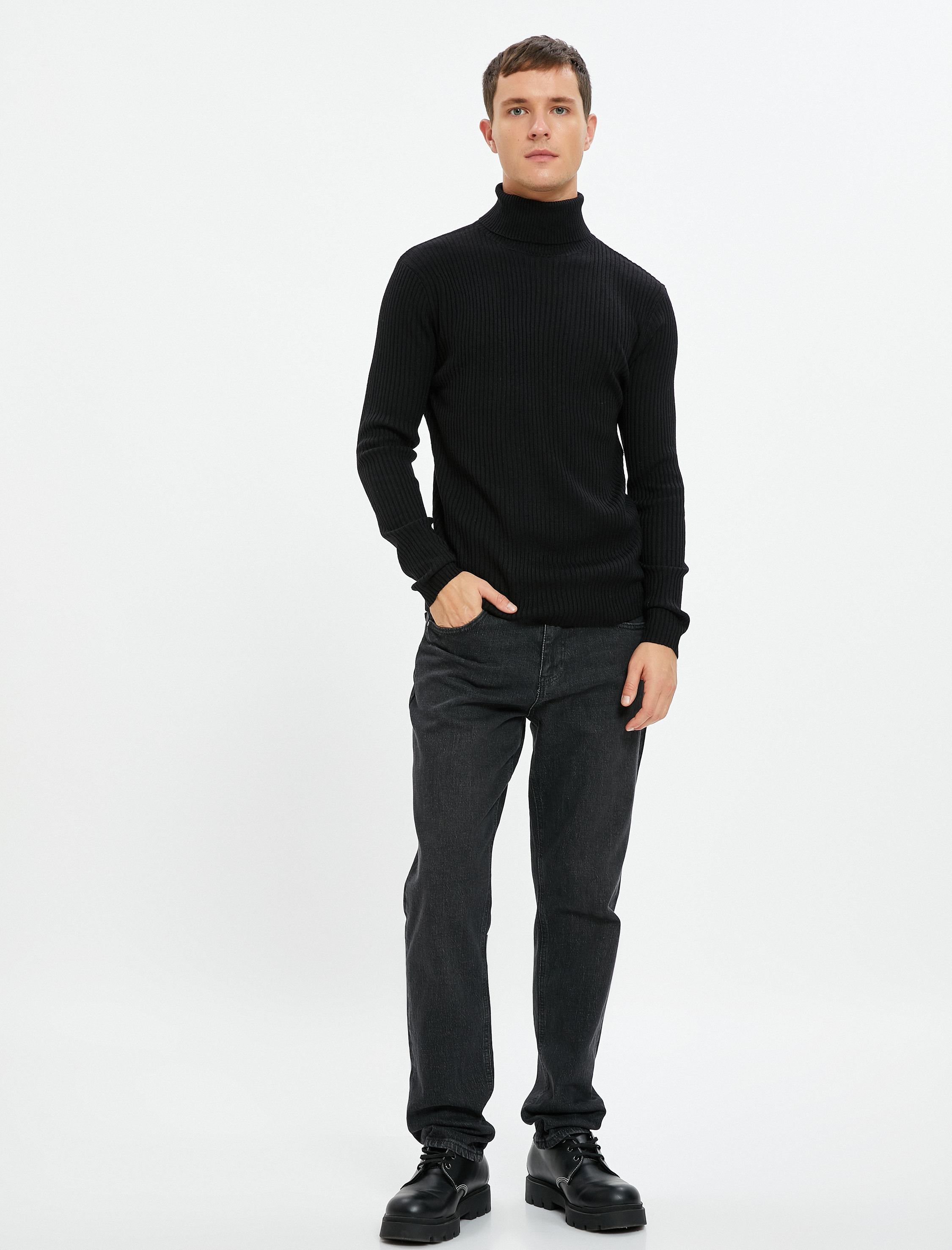 Balıkçı Yaka Triko Kazak Dar Kalıp Kaşkorse Uzun Kollu