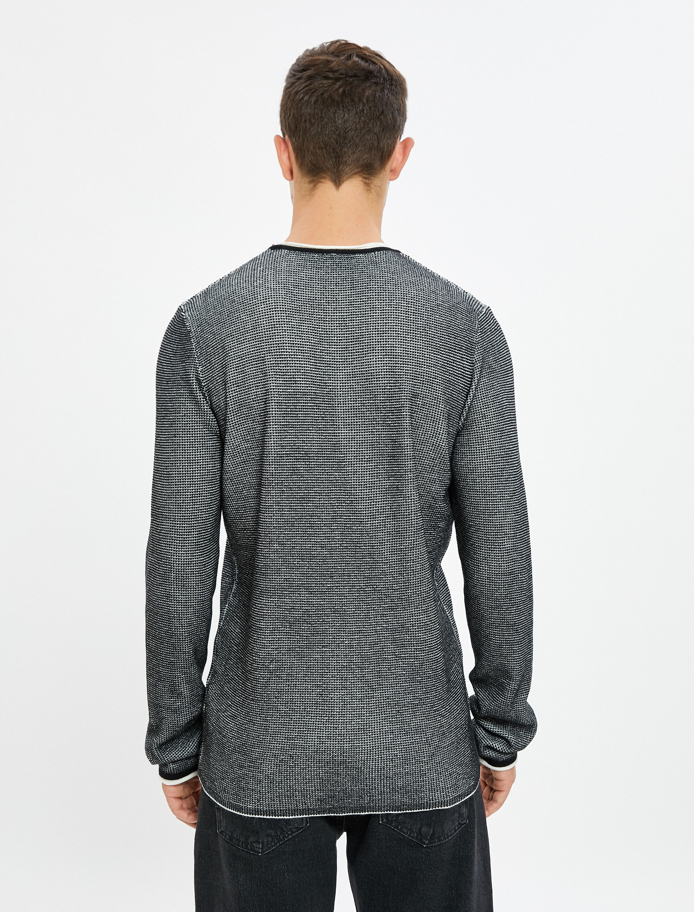   Triko Kazak Bisiklet Yaka Dokulu Slim Fit Uzun Kollu