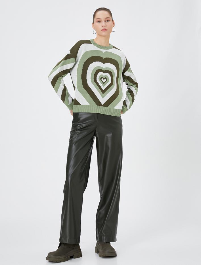  Triko Kazak Kalpli Çok Renkli Uzun Kollu Bisiklet Yaka