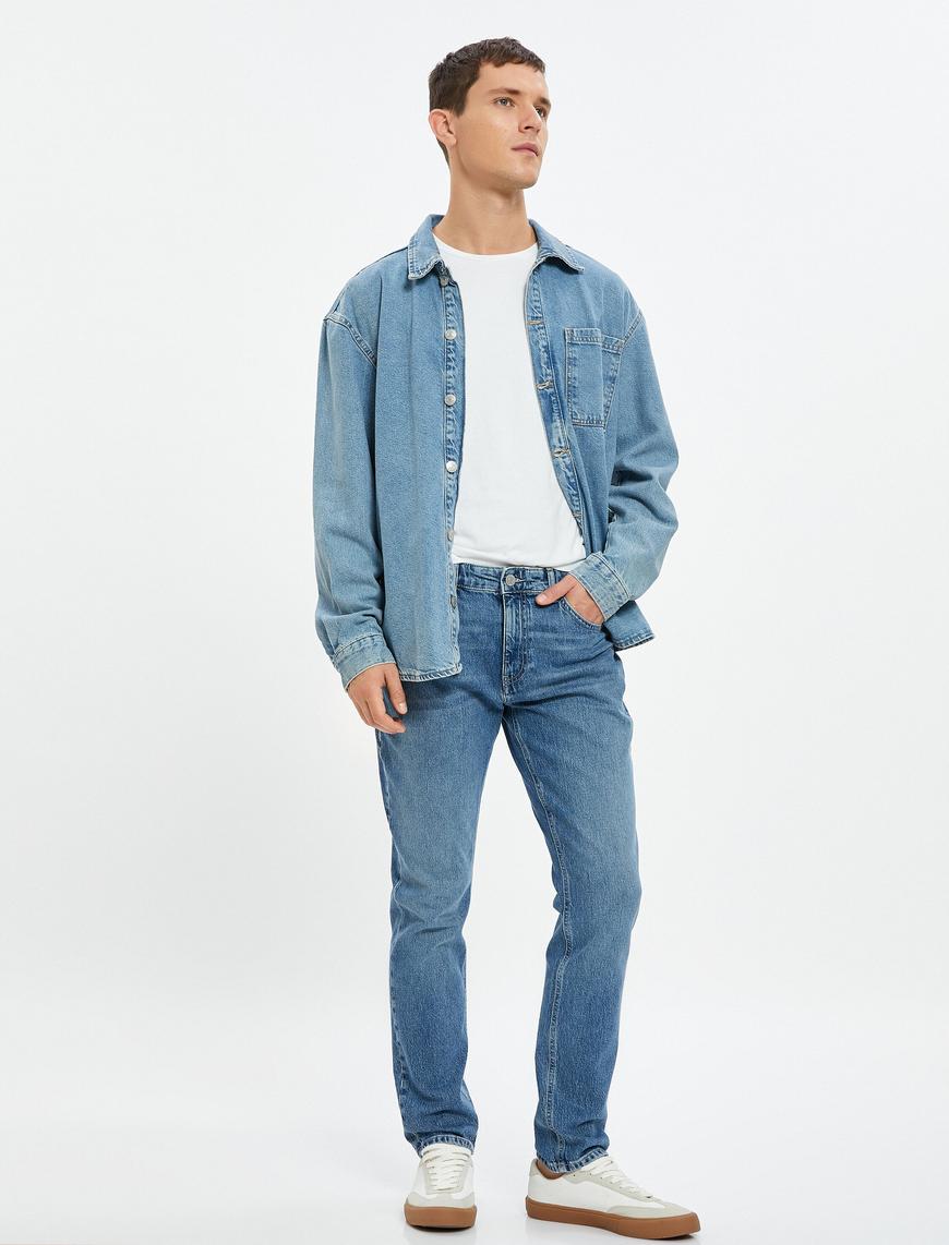   Slim Fit Kot Pantolon Cepli Pamuklu - Brad Jean