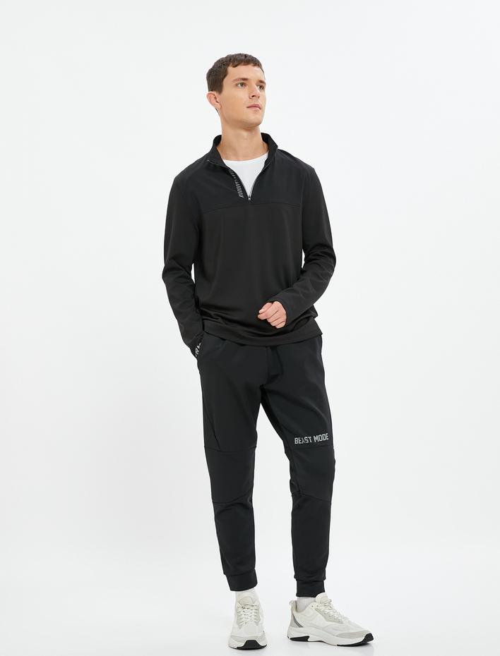  Jogger Eşofman Altı Cepli Beli Bağlamalı Baskı Detaylı