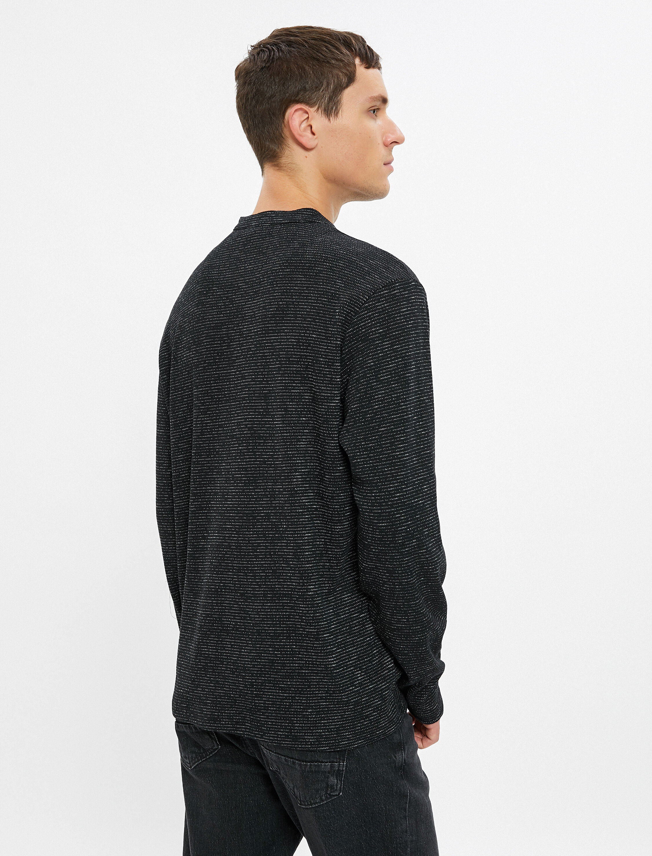   Mandarin Yaka Kazak Düğme Detaylı Uzun Kollu