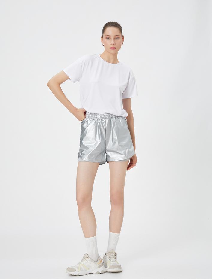  Basic Sporcu Tişört Yumuşak Tuşe Dokulu Kısa Kollu Bisiklet Yaka