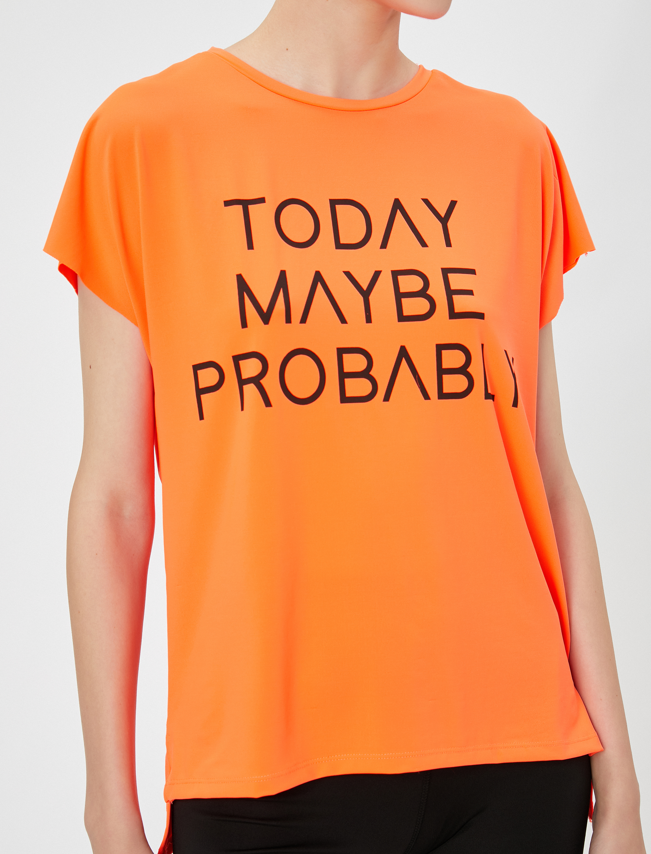   Baskılı Sporcu Tişört Yarasa Kollu Bisiklet Yaka