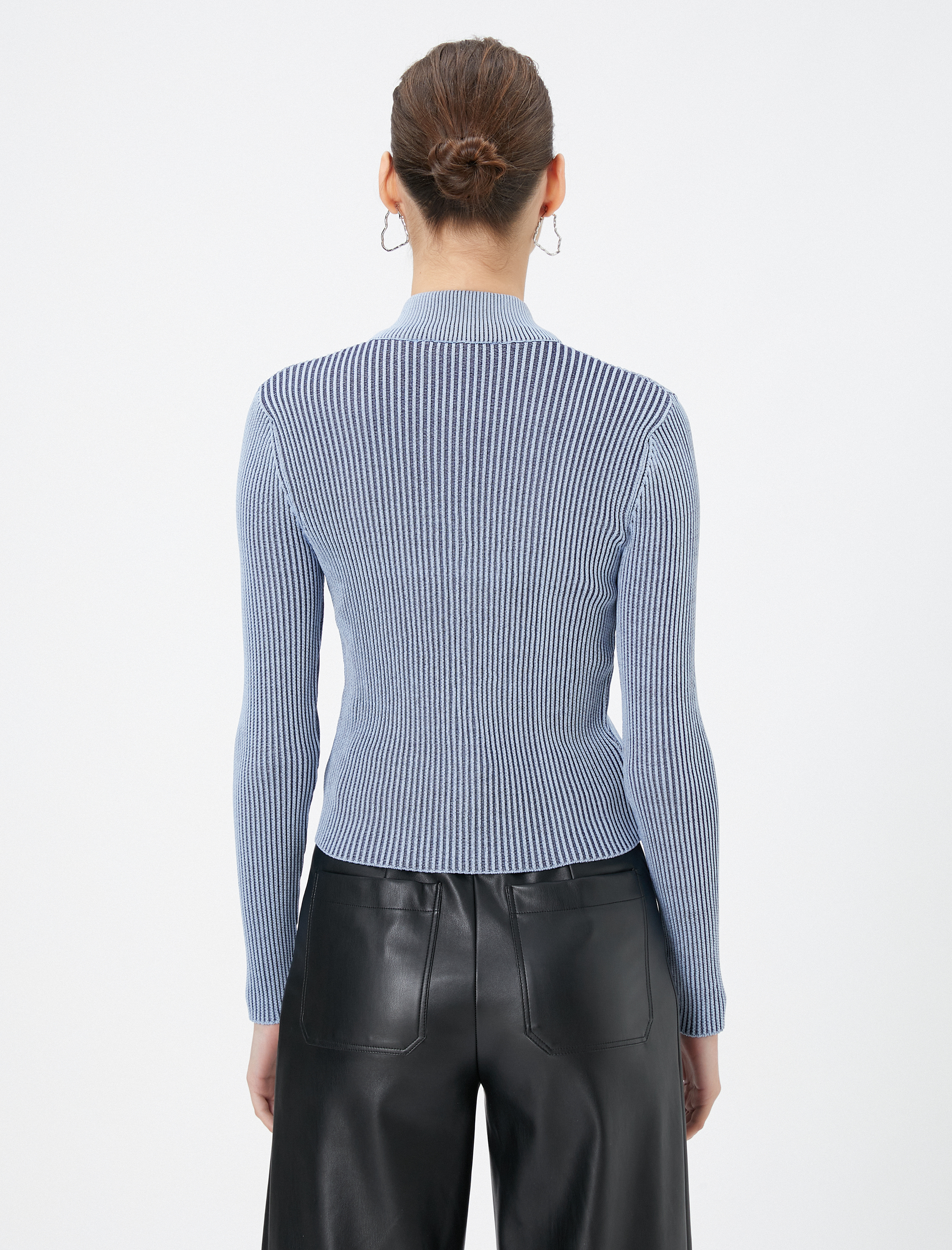   Fermuarlı Hırka Dik Yaka Kaşkorse Uzun Kollu