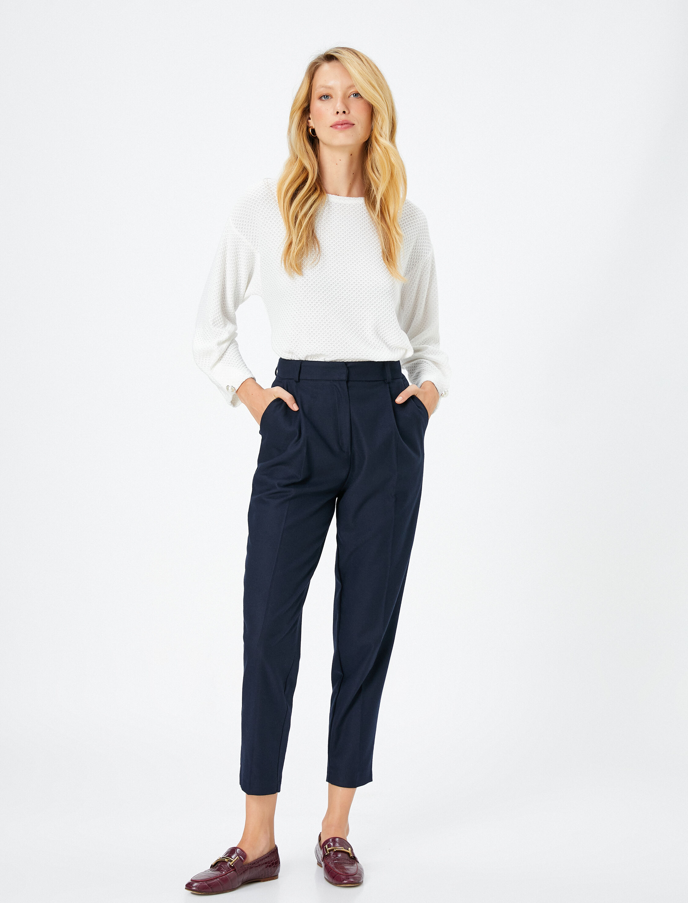   Crop Sweatshirt Dokulu Bisiklet Yaka Uzun Kollu