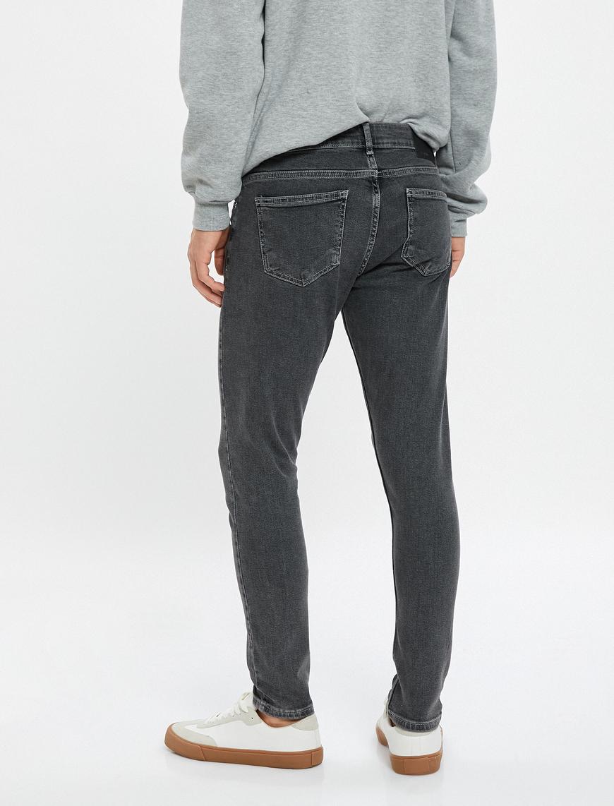   Super Skinny Fit Kot Pantolon Pamuklu Cepli - Justin Jean