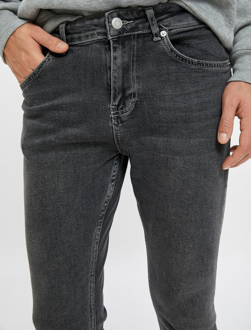  Super Skinny Fit Kot Pantolon Pamuklu Cepli - Justin Jean