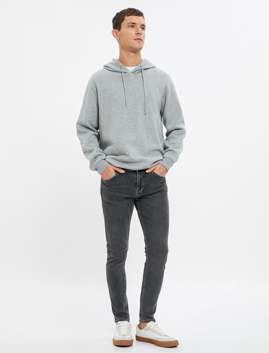   Super Skinny Fit Kot Pantolon Pamuklu Cepli - Justin Jean