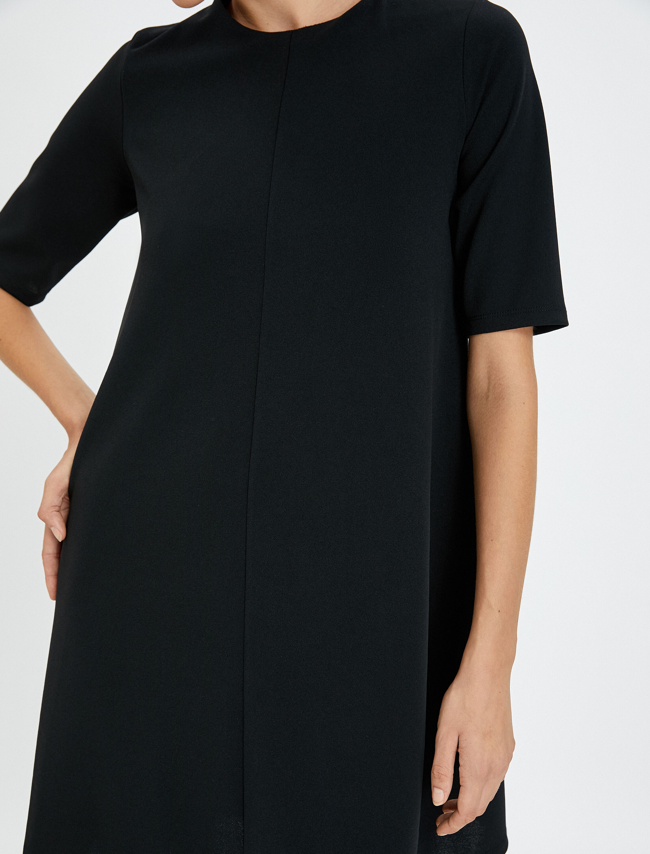   Mini Elbise Kısa Kollu Bisiklet Yaka