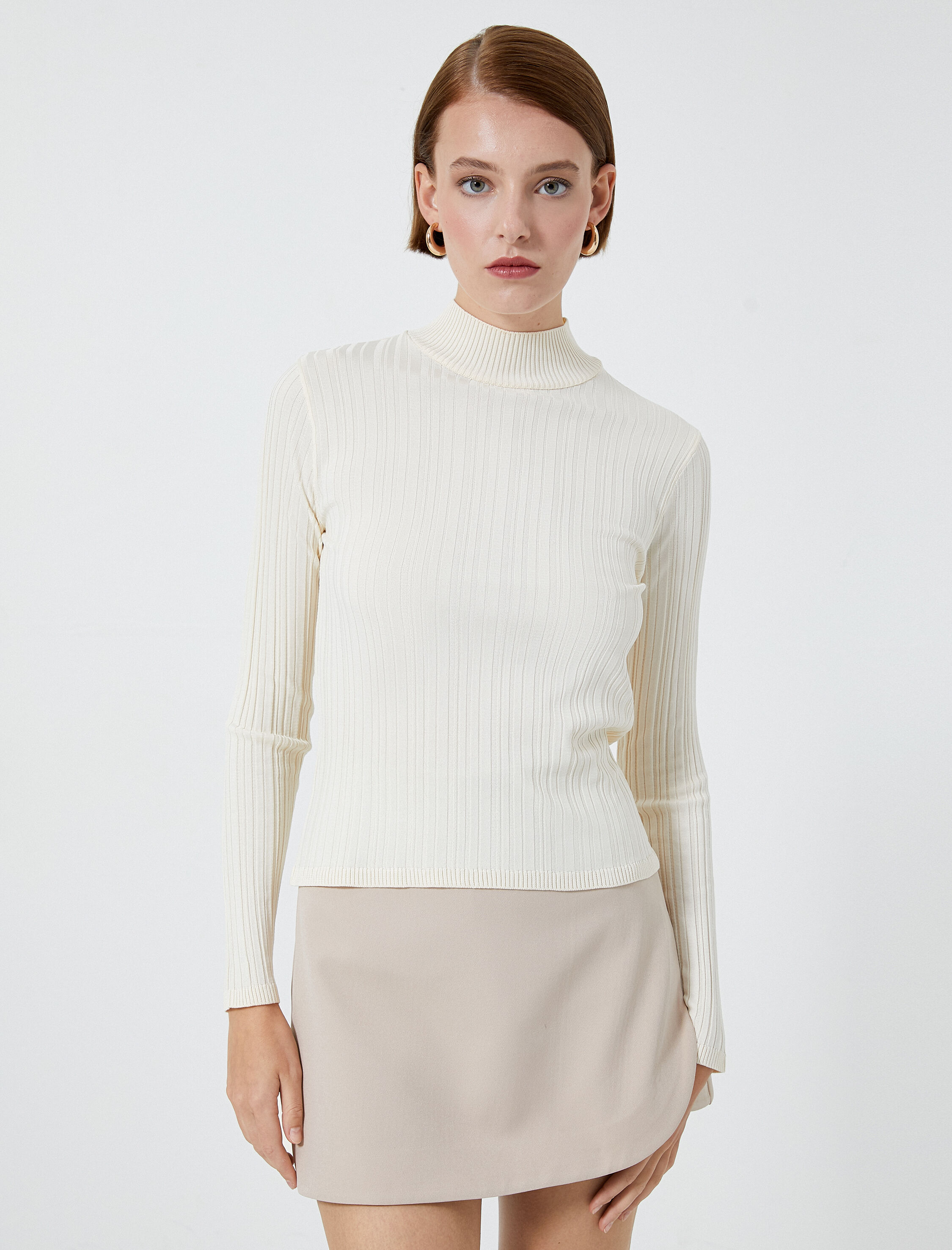   Triko Kazak Dokulu Yarım Balıkçı Yaka Uzun Kollu