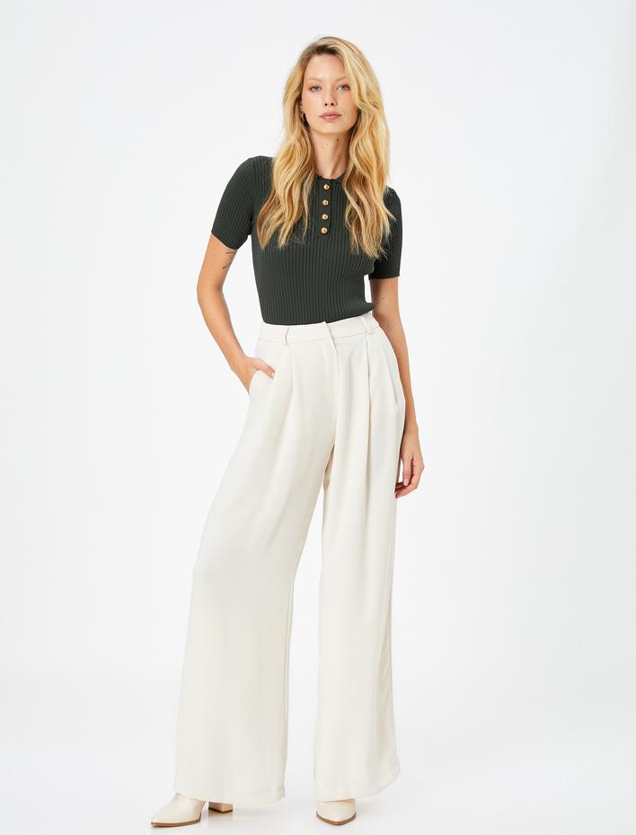  Triko Kazak Polo Yaka Düğmeli Kısa Kollu