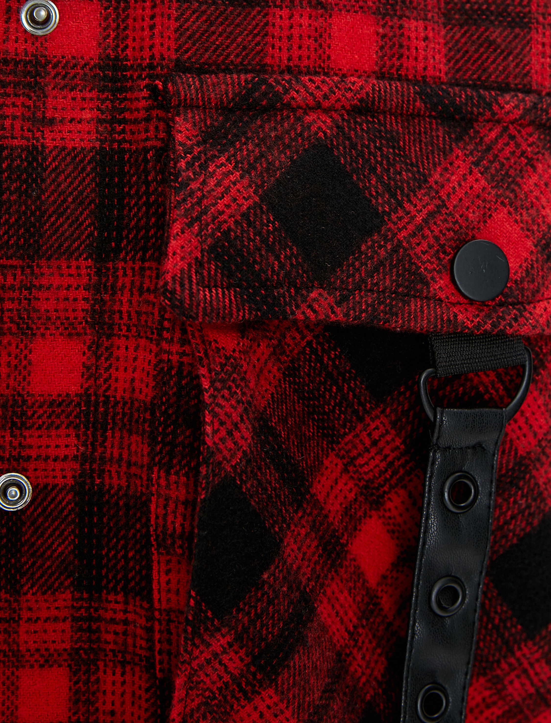   Oversize Ekoseli Oduncu Gömlek Ceket Cep Detaylı Çıtçıt Düğmeli