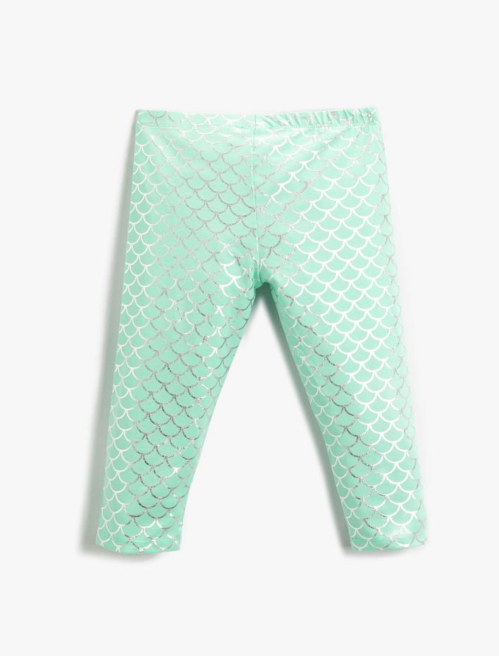 Kız Çocuk Parlak Desenli Kapri Tayt Pamuklu