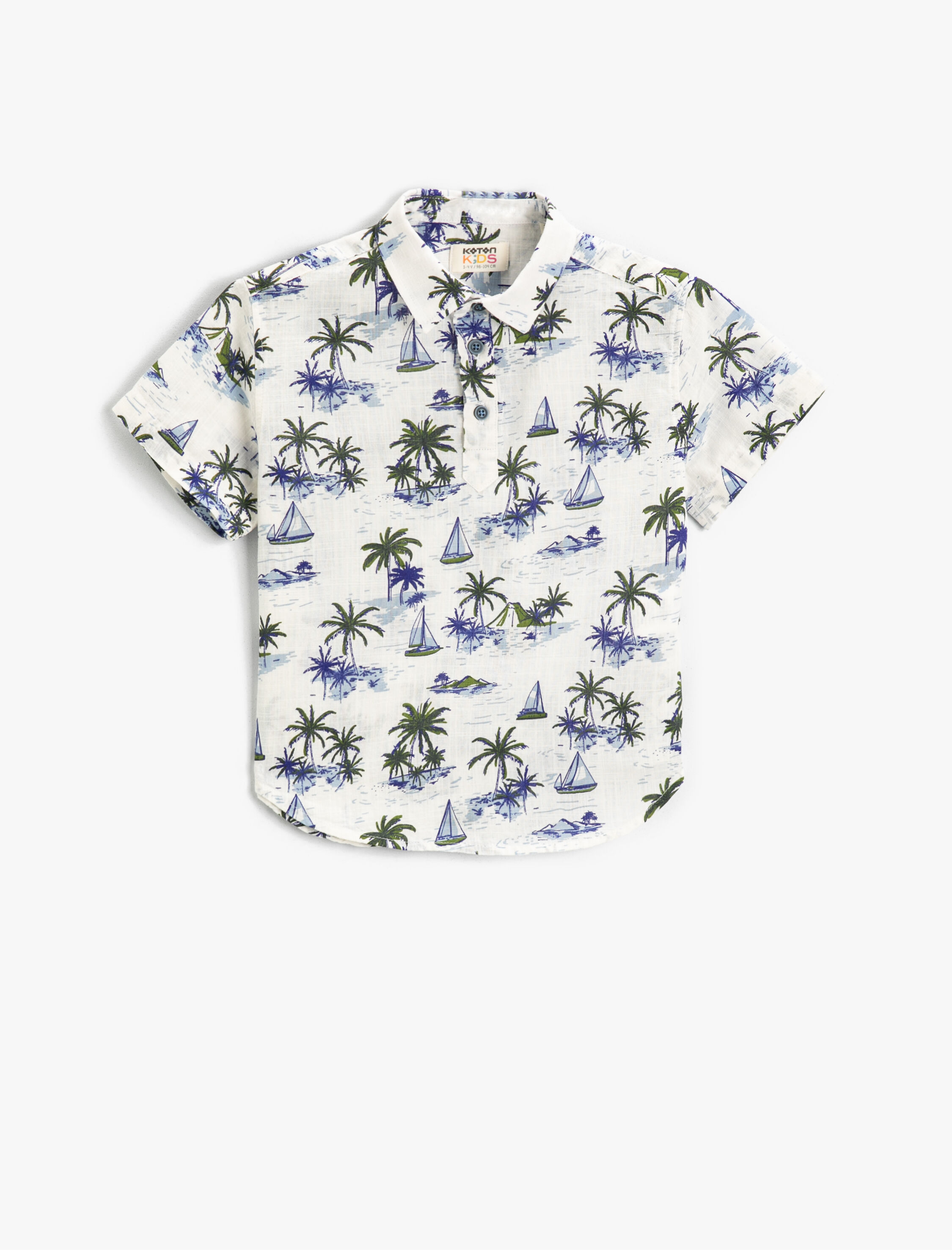  Erkek Çocuk Desenli Gömlek Tek Cepli Düğmeli Pamuklu