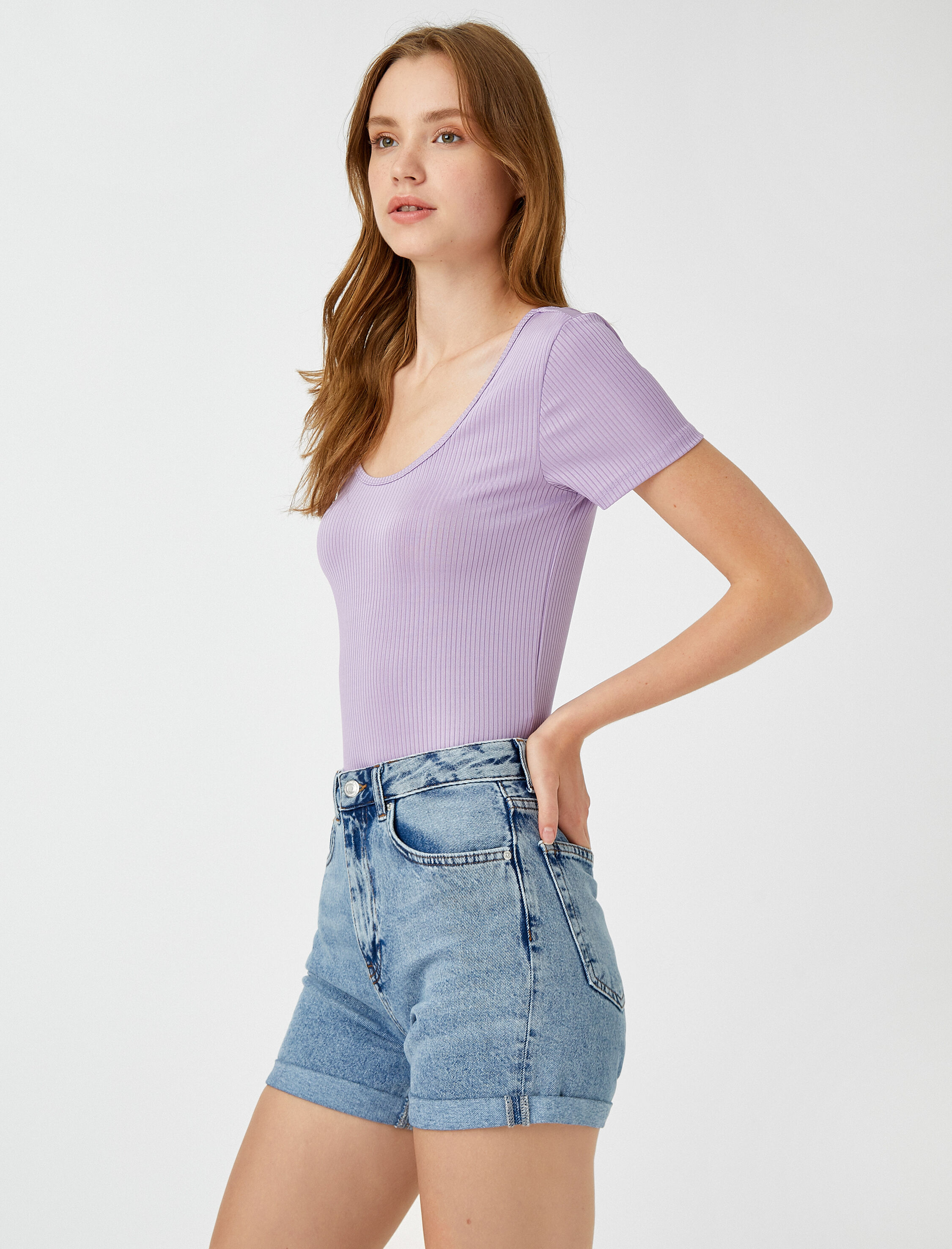   Fitilli Tişört Kısa Kollu