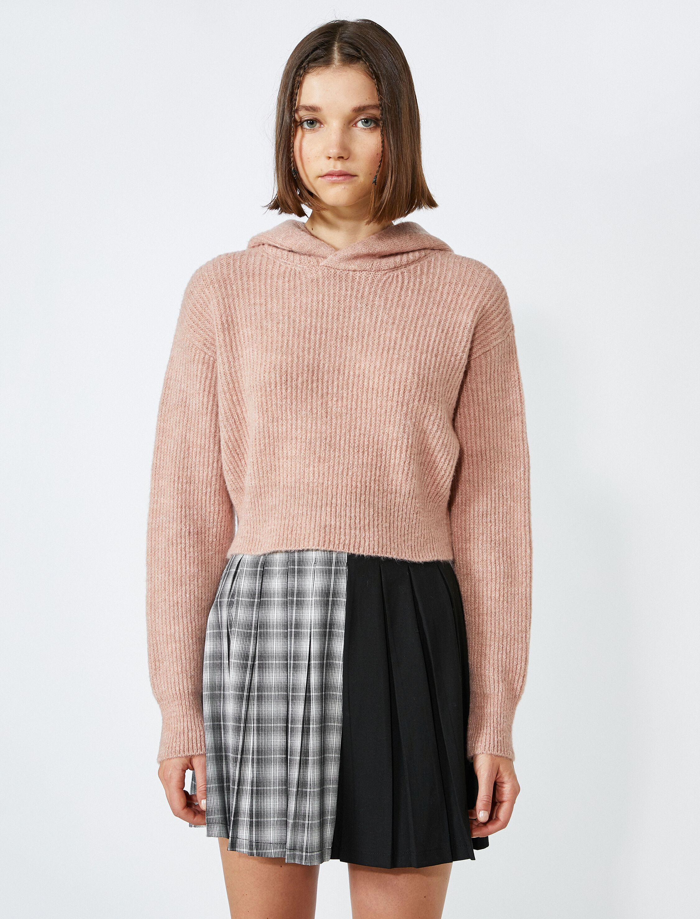   Kapüşonlu Fitilli Triko Kazak