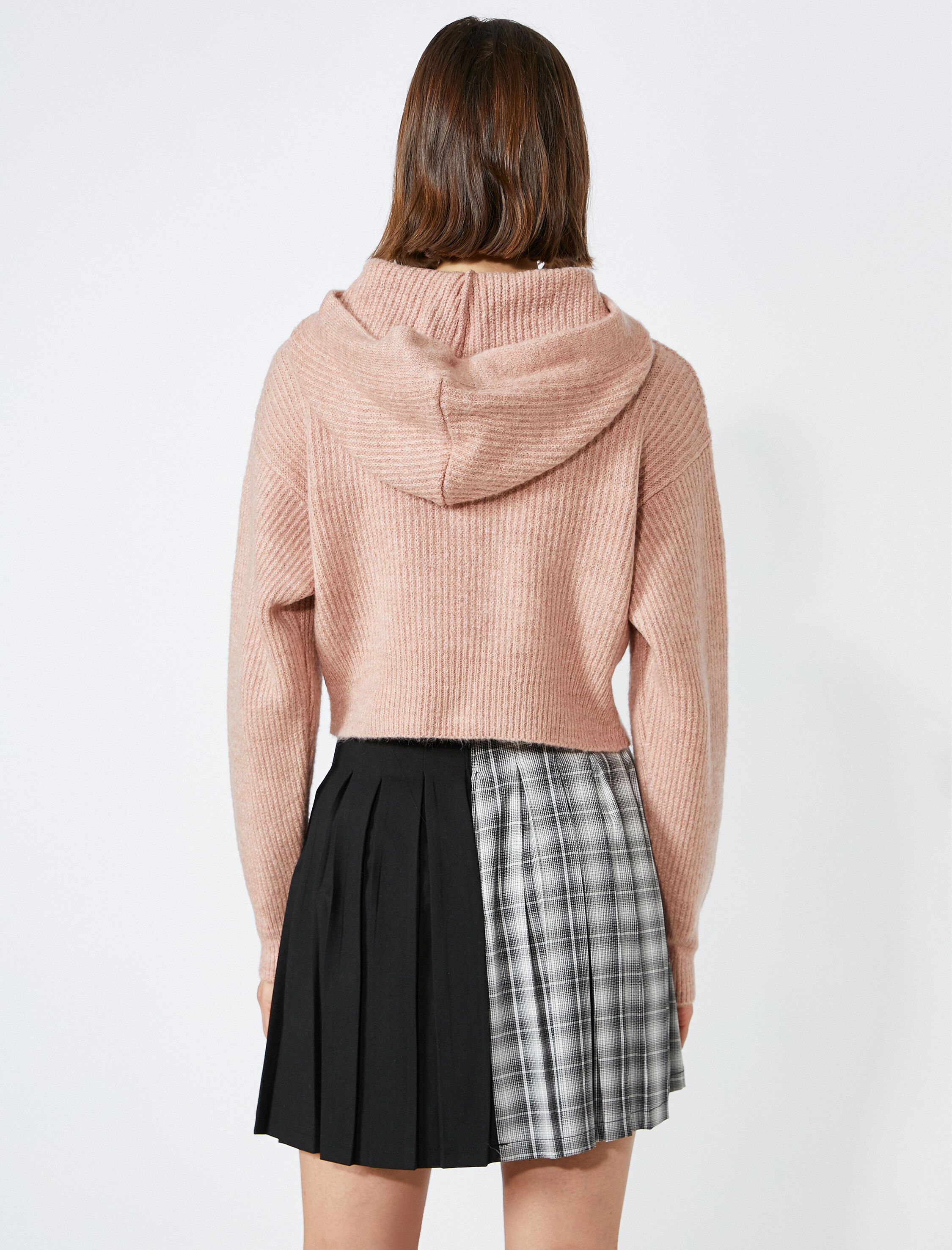   Kapüşonlu Fitilli Triko Kazak