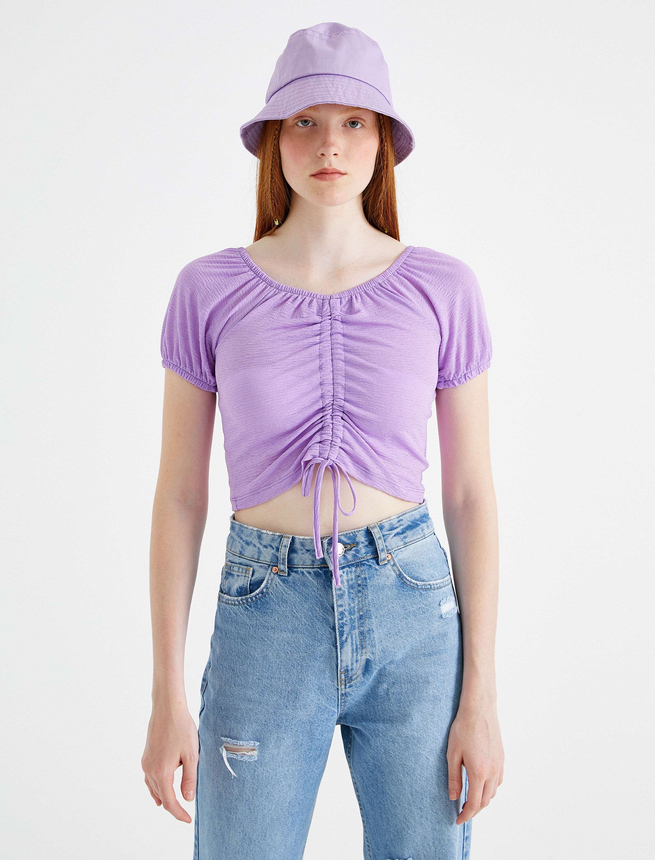   Crop Tişört Büzgülü