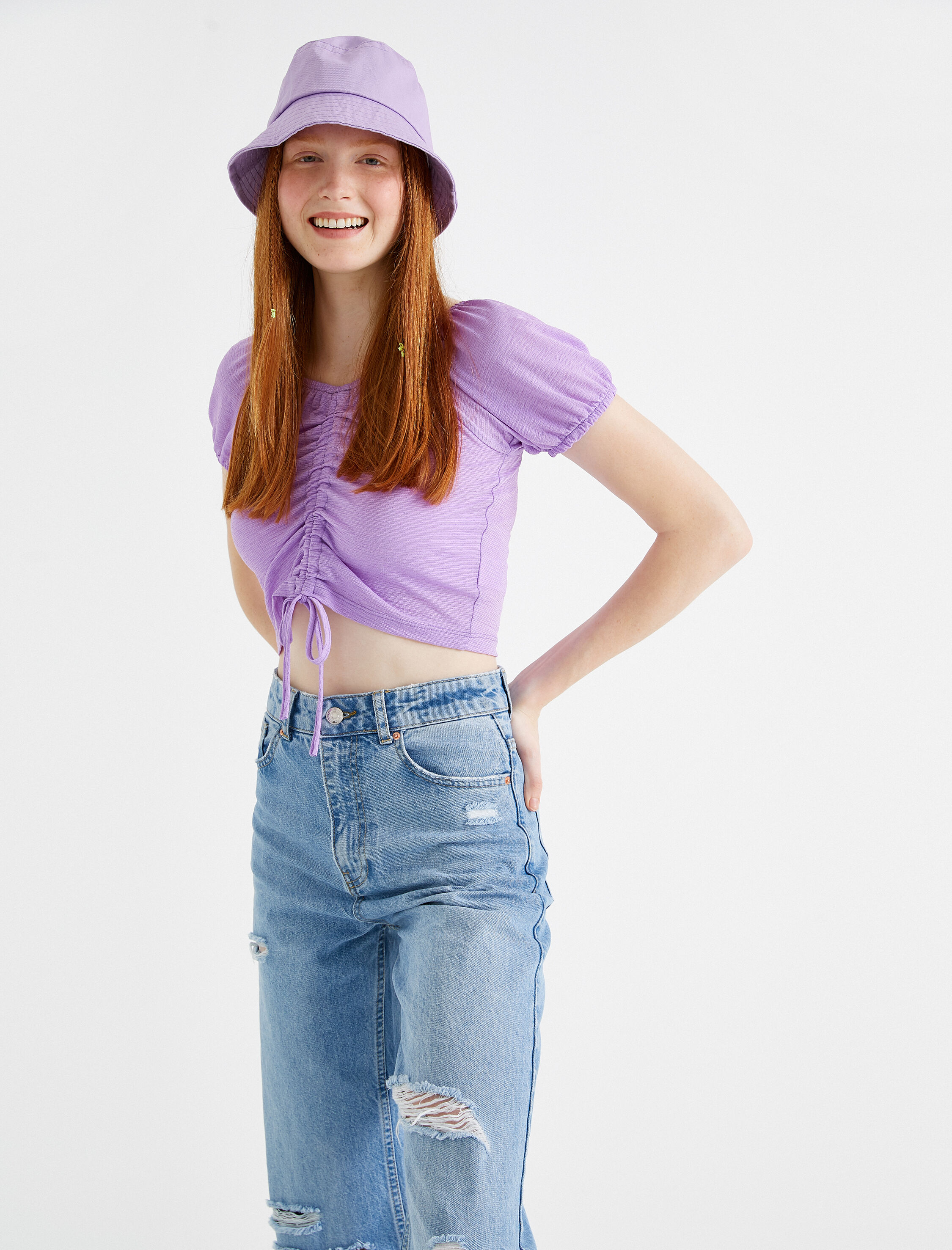   Crop Tişört Büzgülü