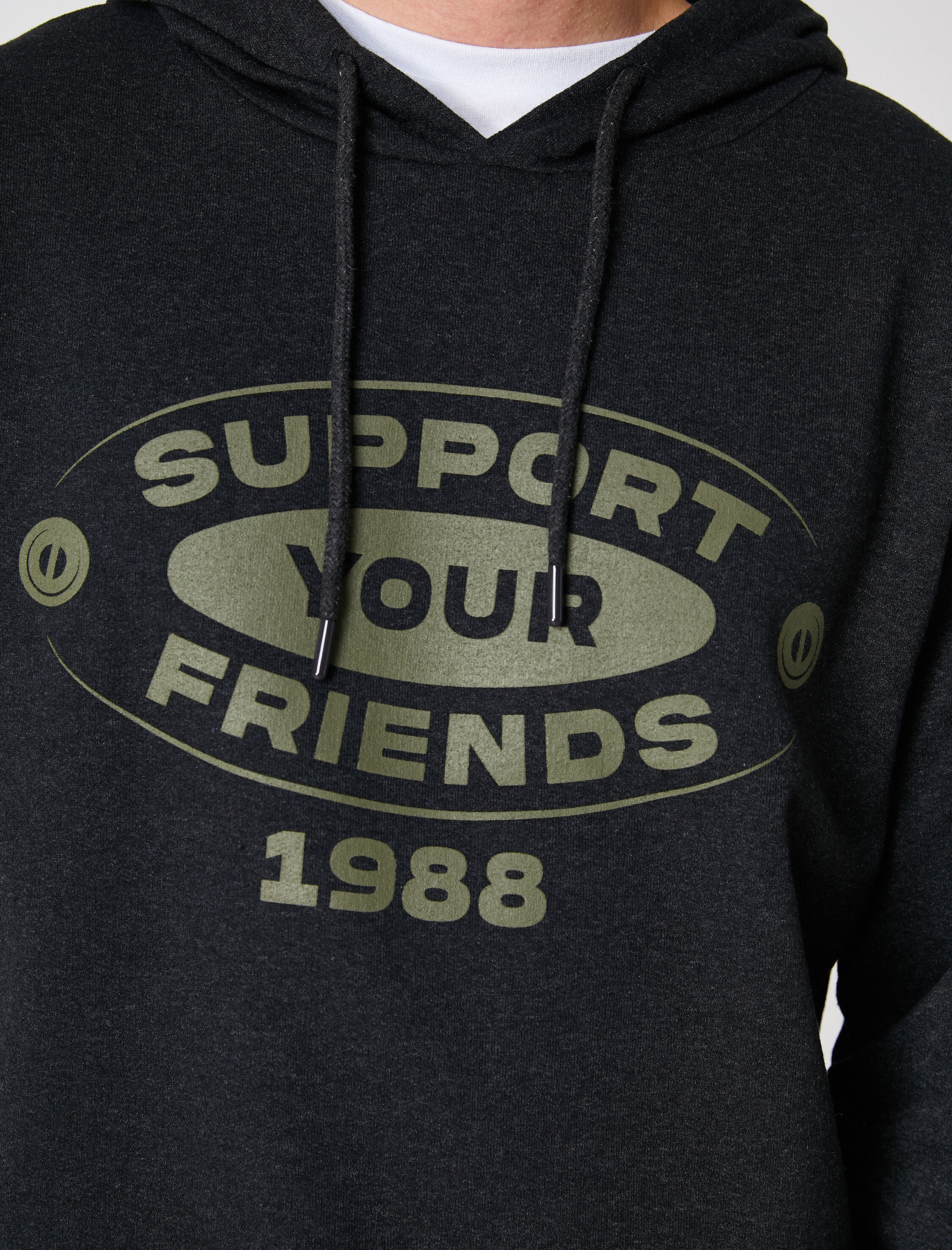   Kapşonlu Baskılı Sweatshirt Kazak