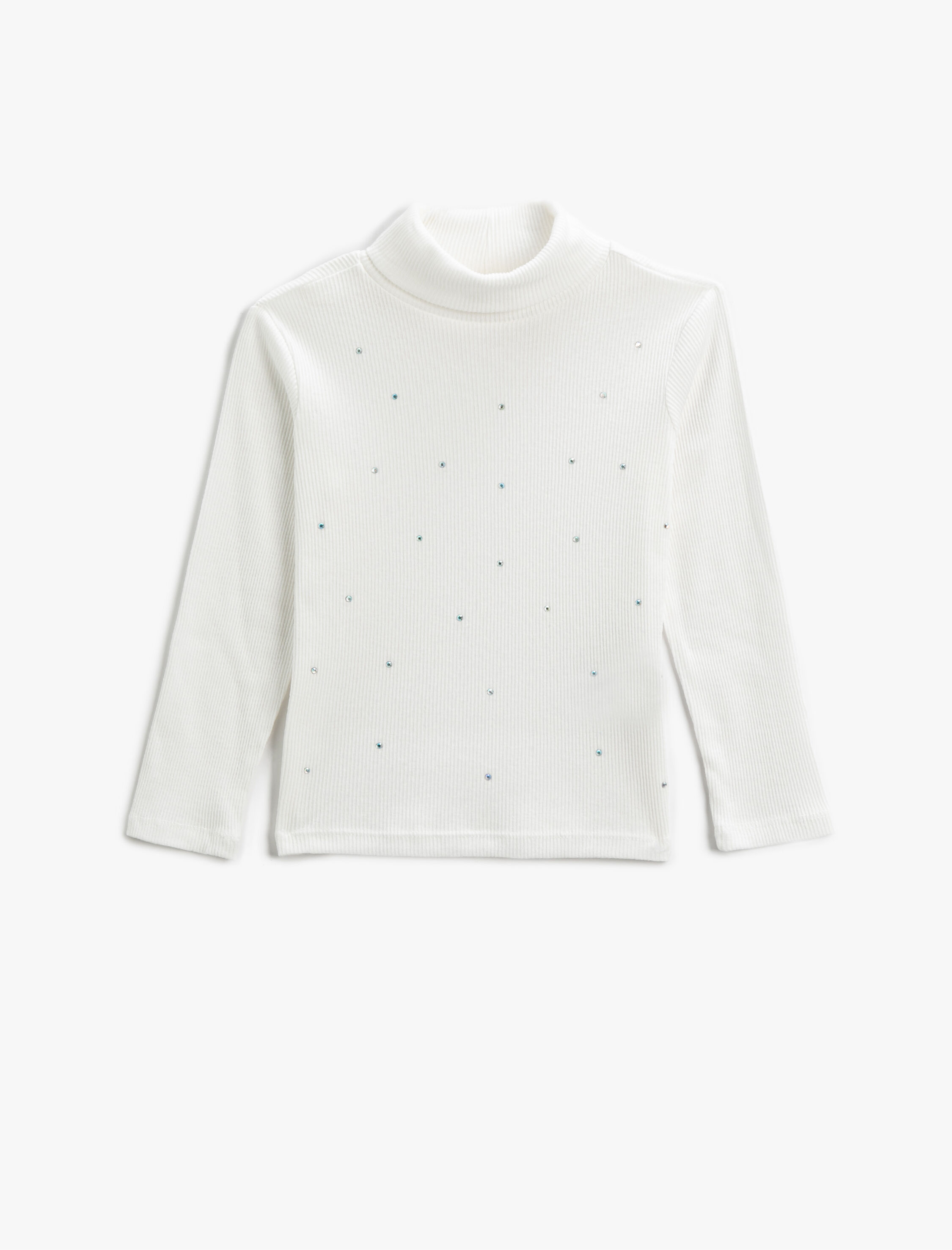  Kız Çocuk Basic Tişört Balıkçı Yaka Uzun Kollu