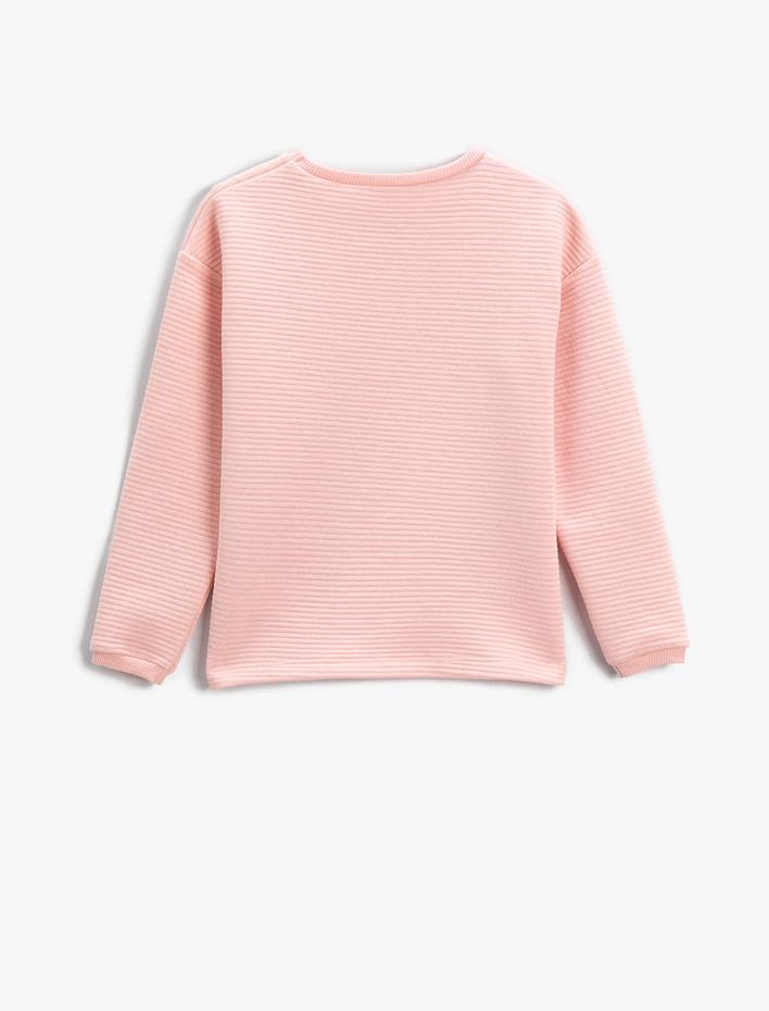 Kız Çocuk Baskılı Tişört Uzun Kollu Bisiklet Yaka