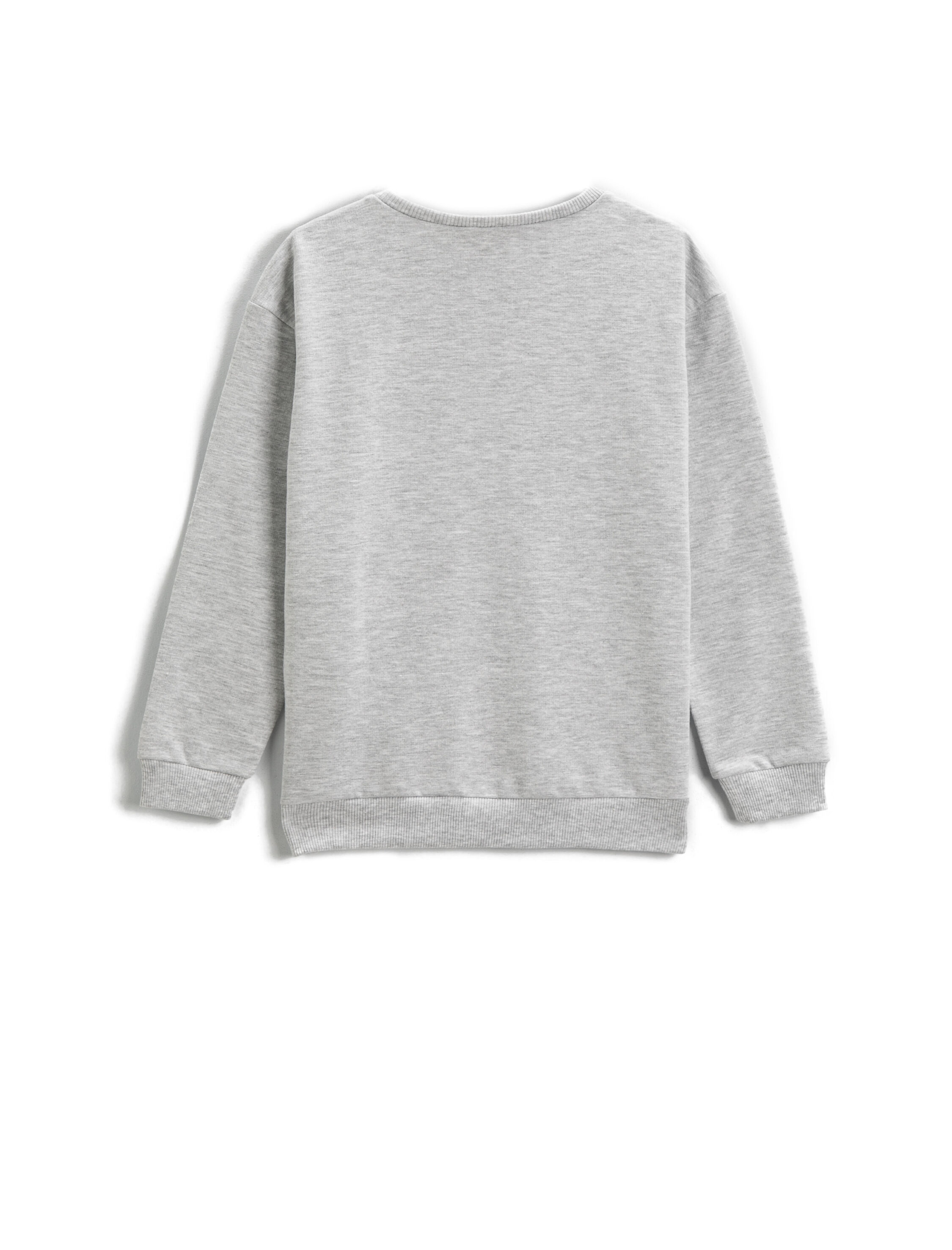  Kız Çocuk Kalp Baskılı Sweatshirt Uzun Kollu Bisiklet Yaka