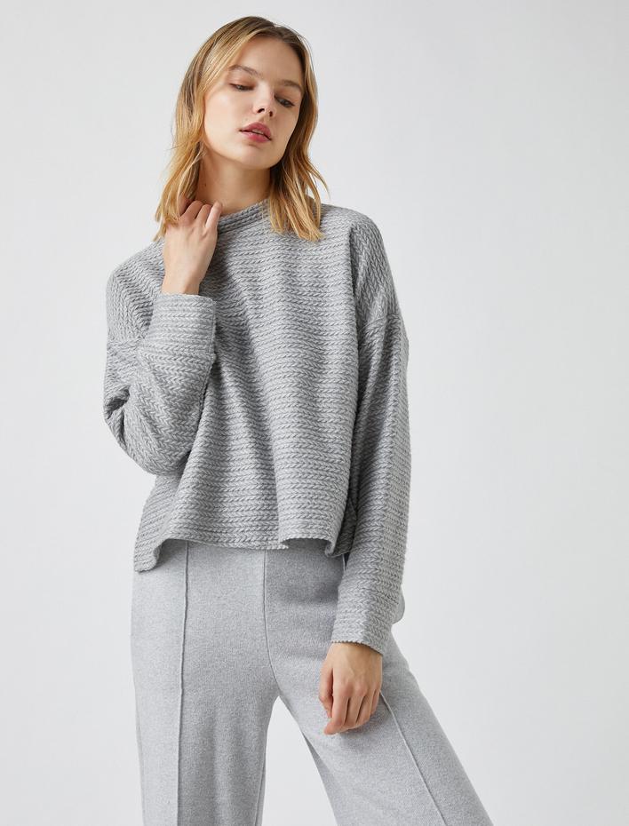  Bisiklet Yaka Uzun Kollu Örme Kazak