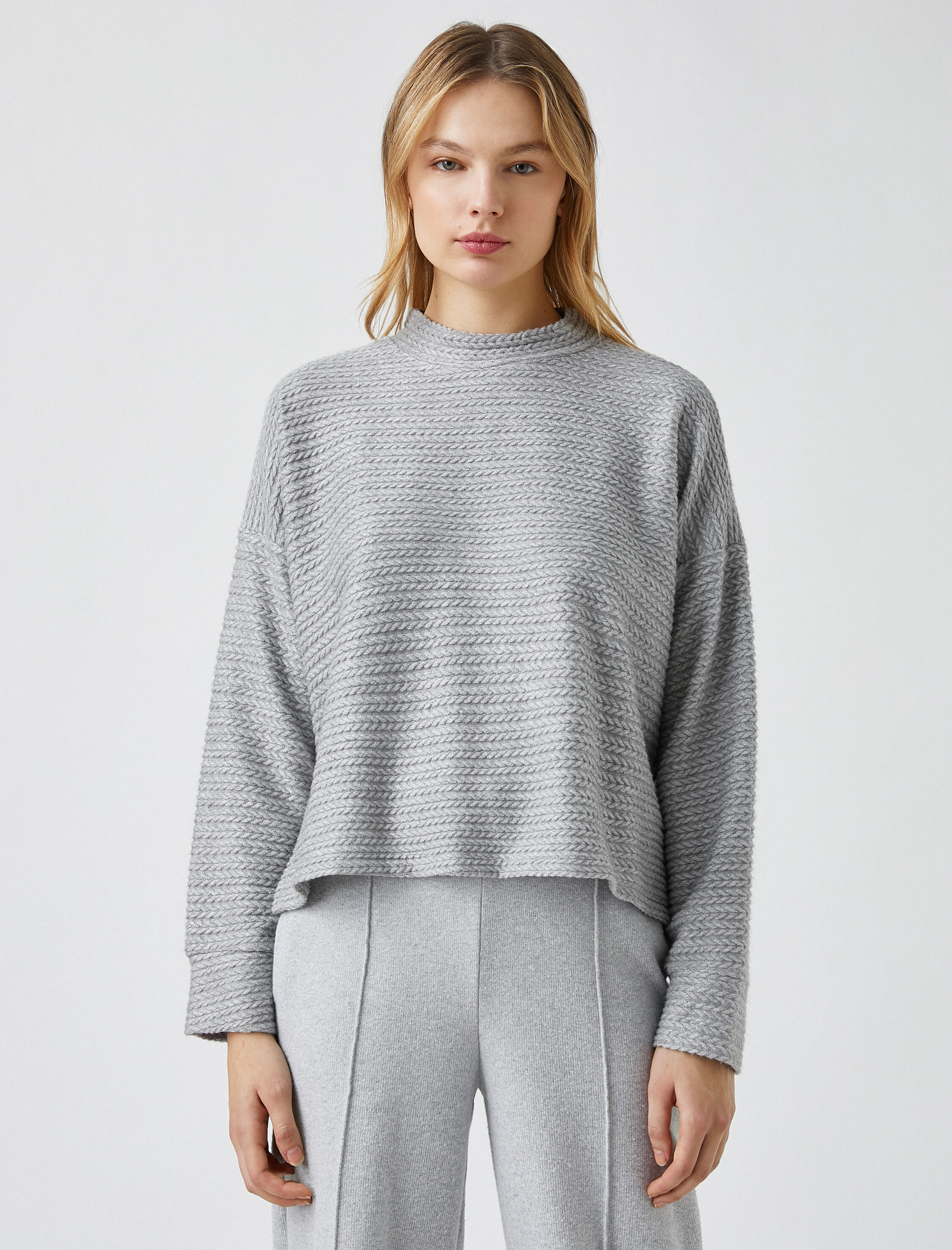   Bisiklet Yaka Uzun Kollu Örme Kazak