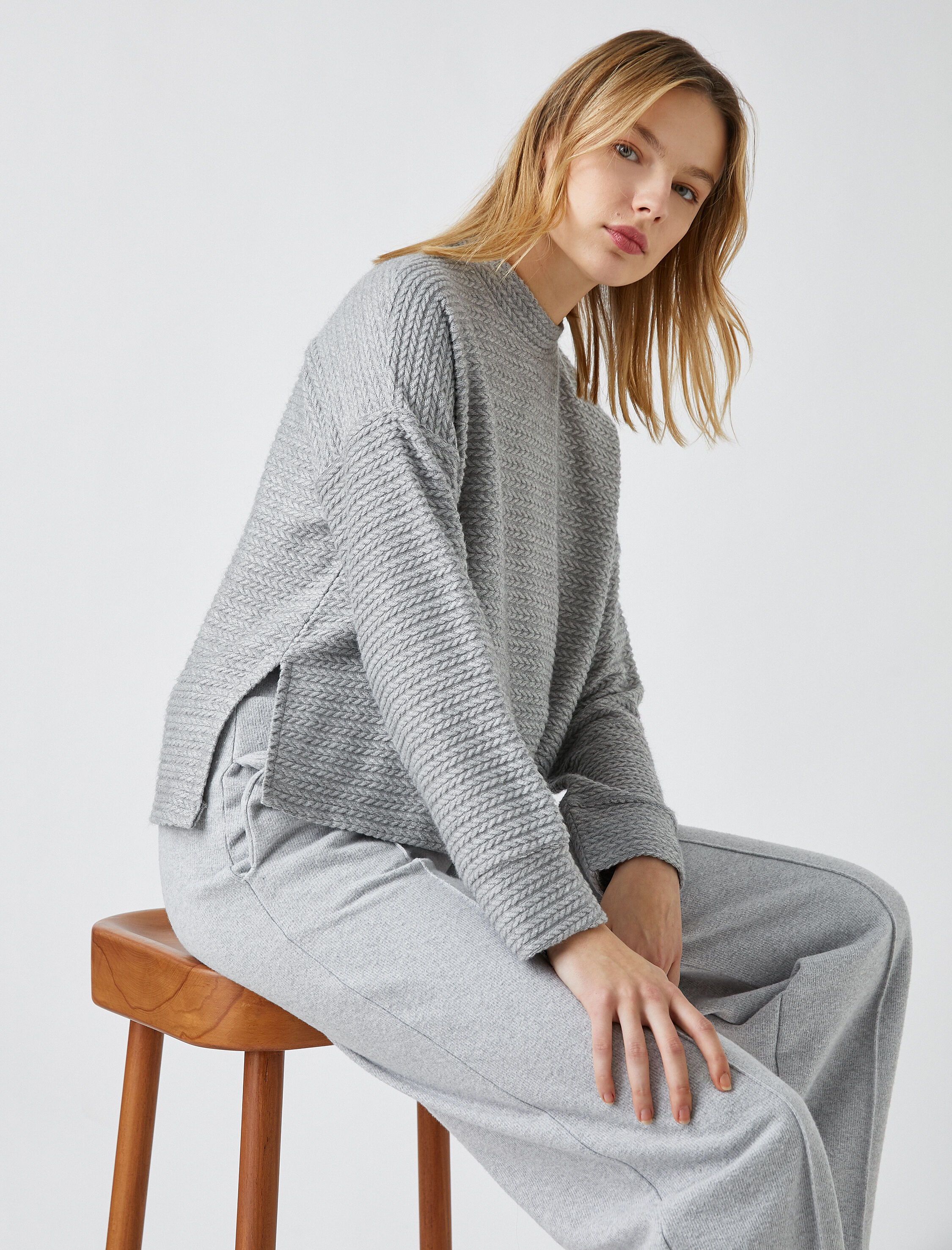   Bisiklet Yaka Uzun Kollu Örme Kazak