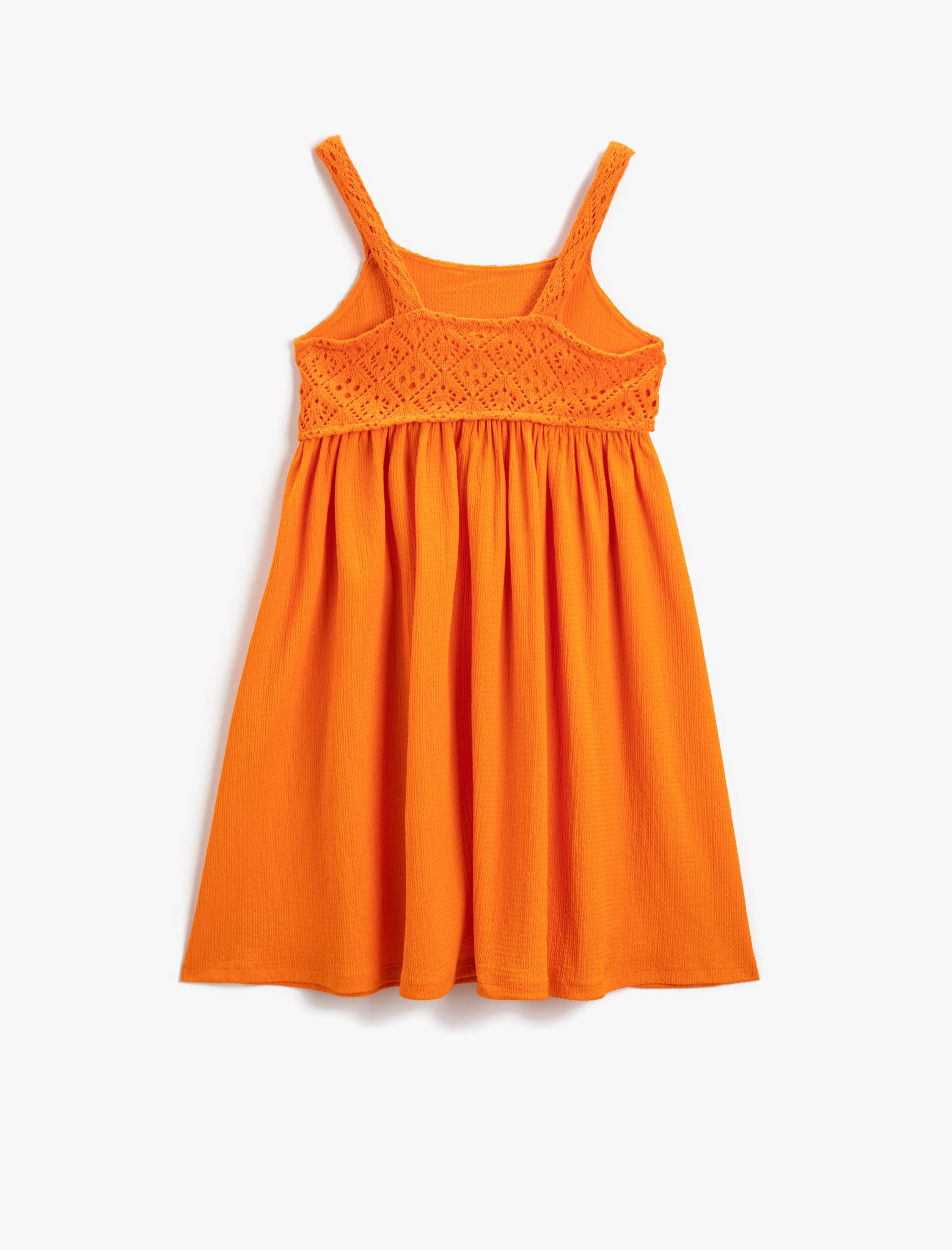  Kız Çocuk Elbise Midi Kalın Askılı Fisto İşlemeli