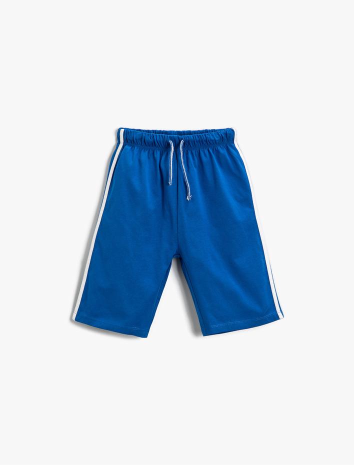 Erkek Çocuk Basic Çizgili Şort Pamuklu Beli Bağcıklı