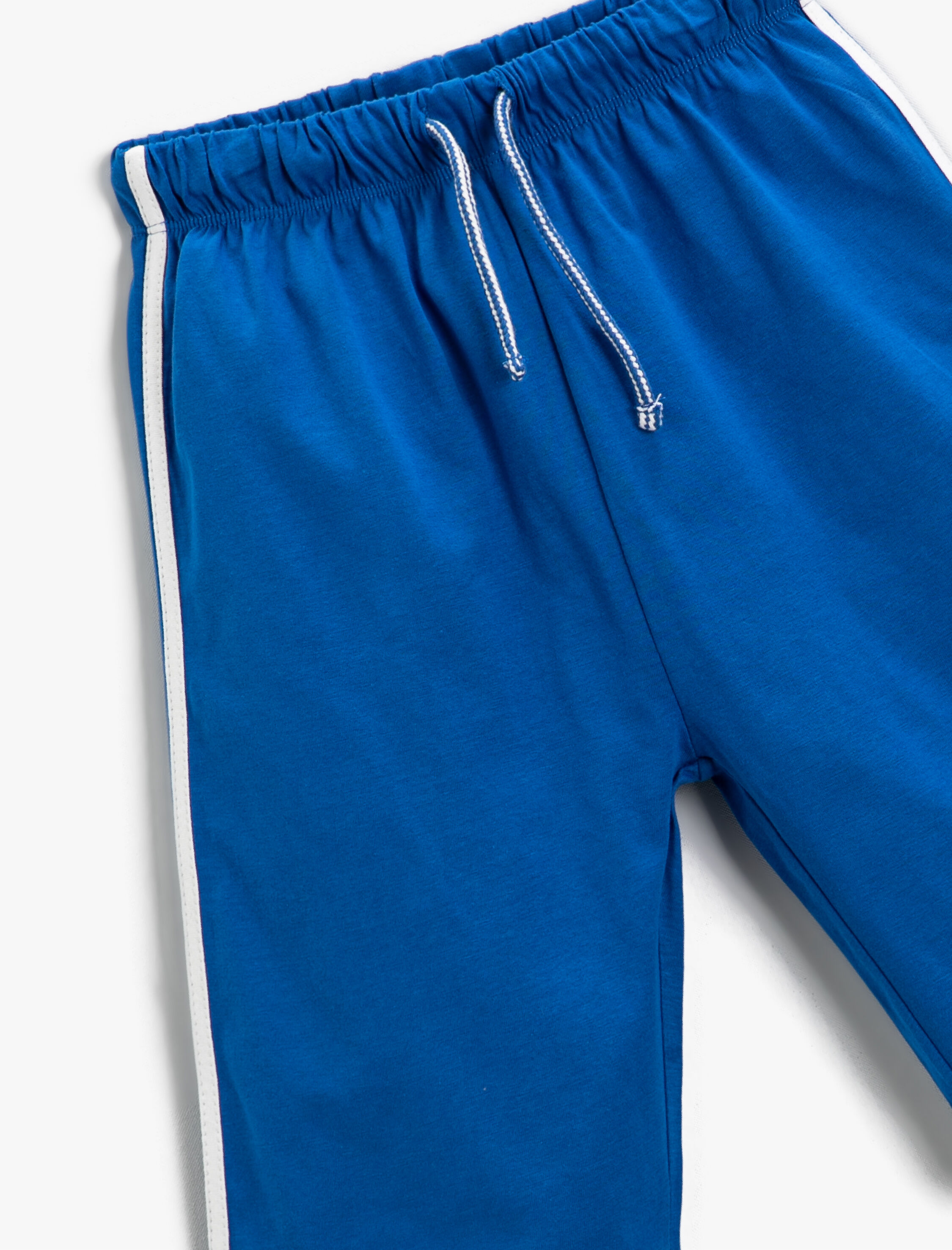  Erkek Çocuk Basic Çizgili Şort Pamuklu Beli Bağcıklı