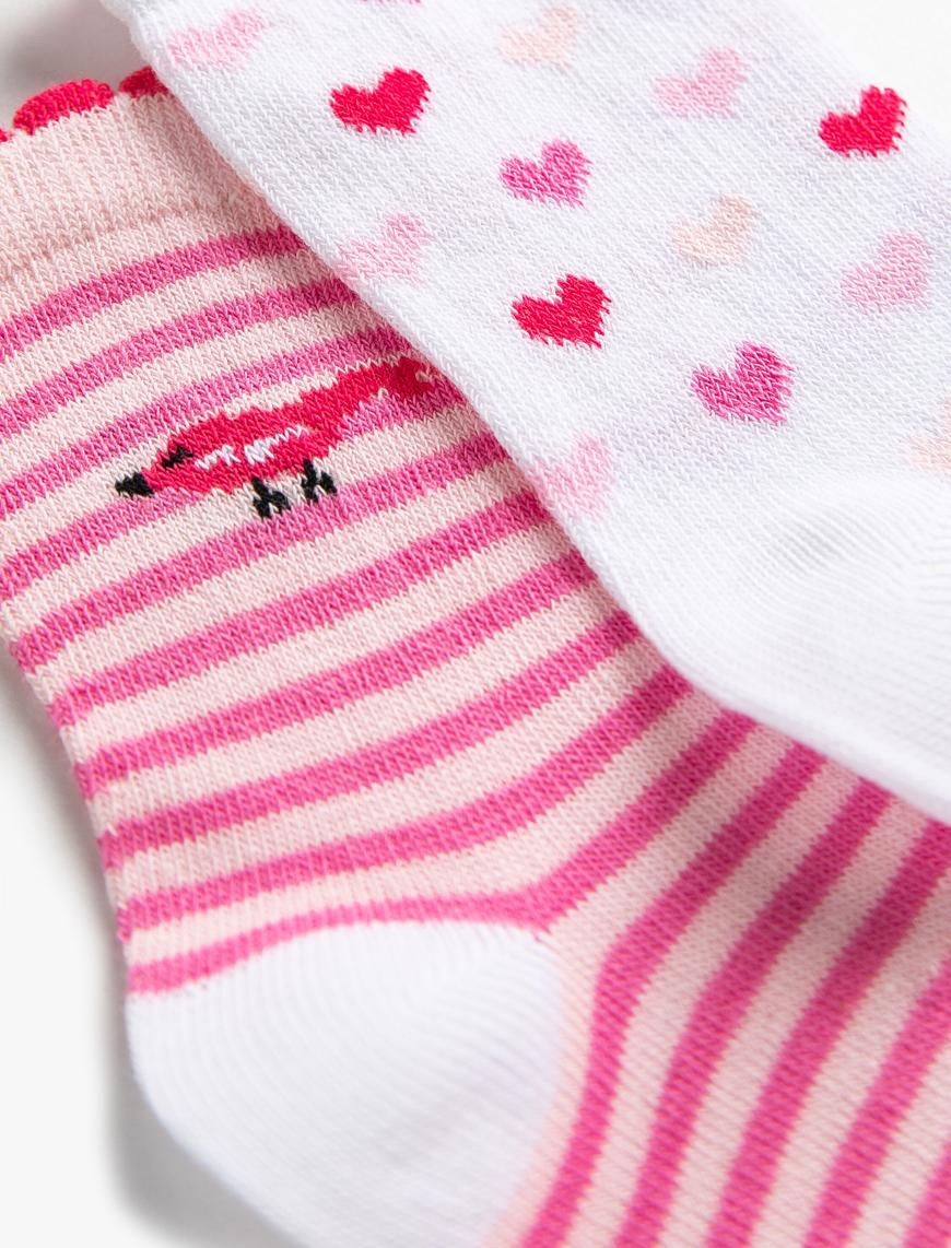  Kız Bebek 2'li Desenli Soket Çorap Seti
