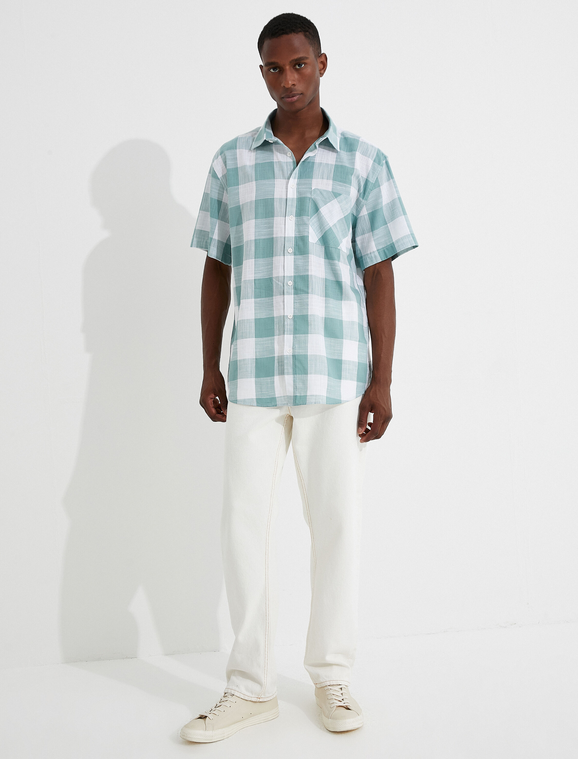   Ekoseli Kısa Kollu Gömlek