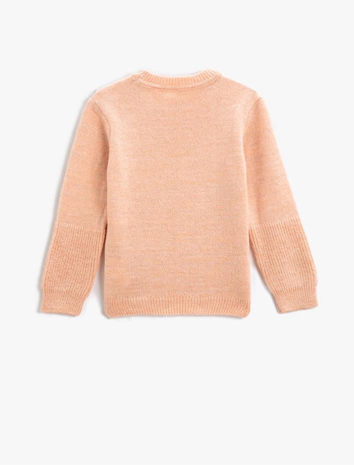 Kız Çocuk Triko Kazak Kelebek Desenli Bisiklet Yaka