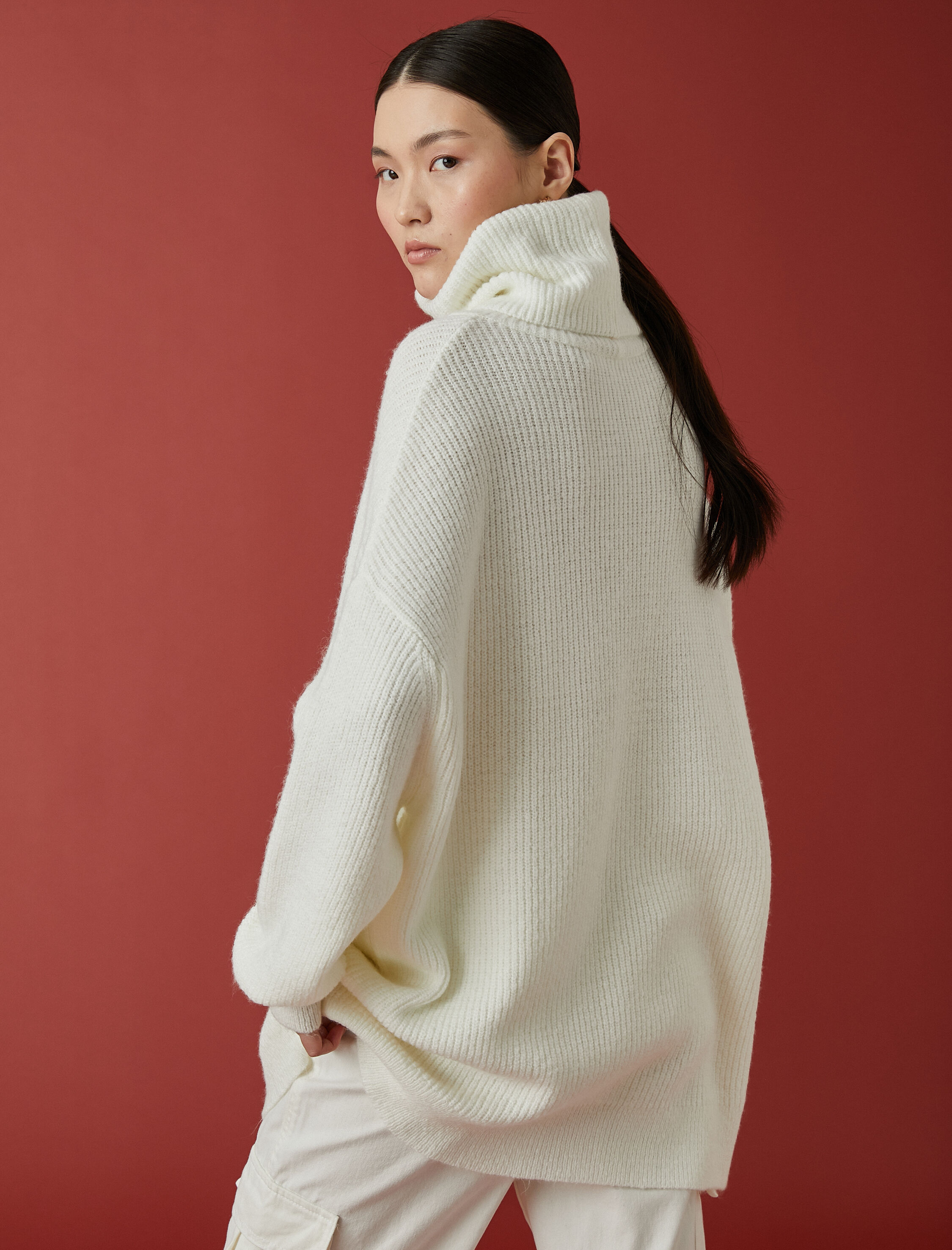 Boğazlı Triko Kazak Uzun Kollu