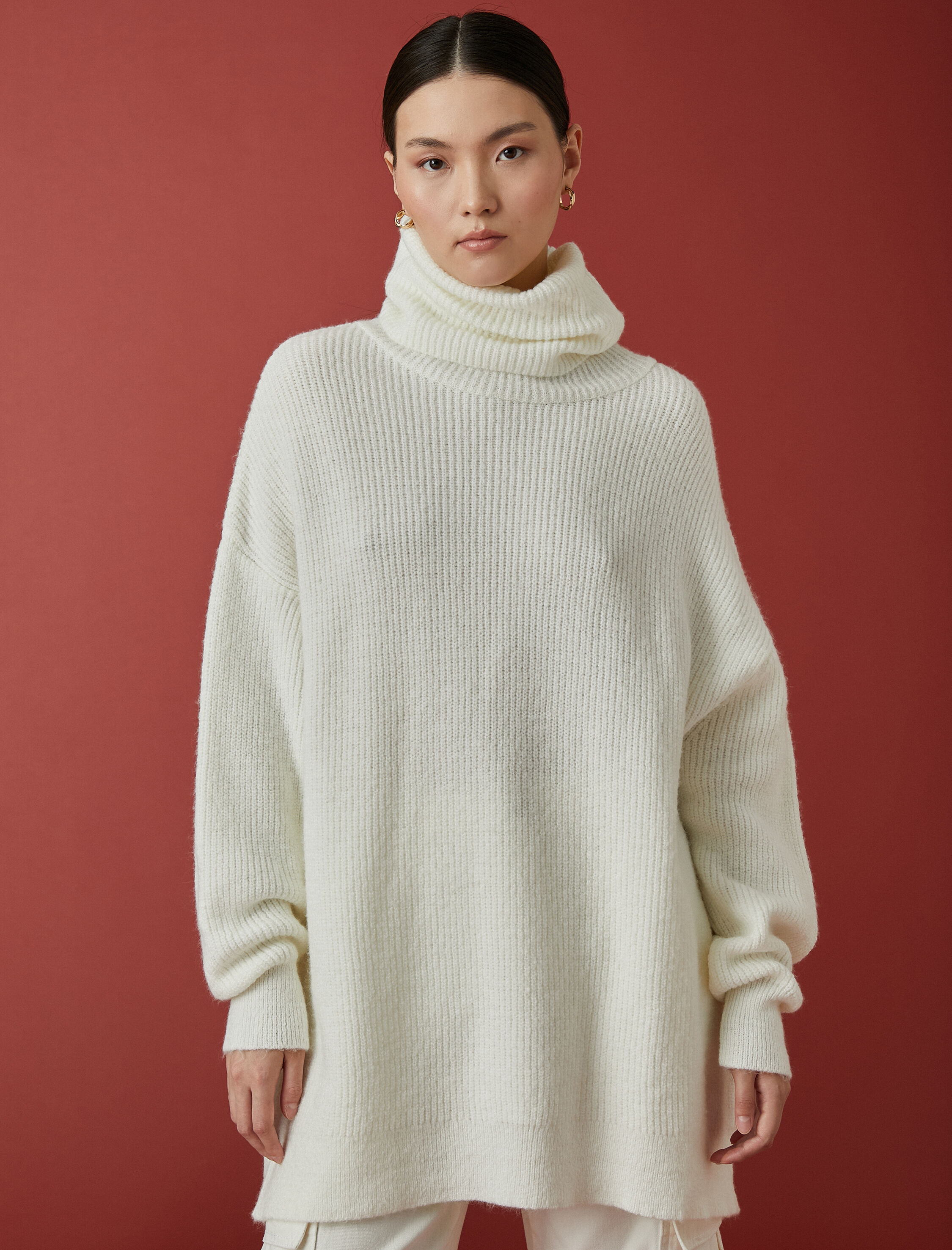 Boğazlı Triko Kazak Uzun Kollu