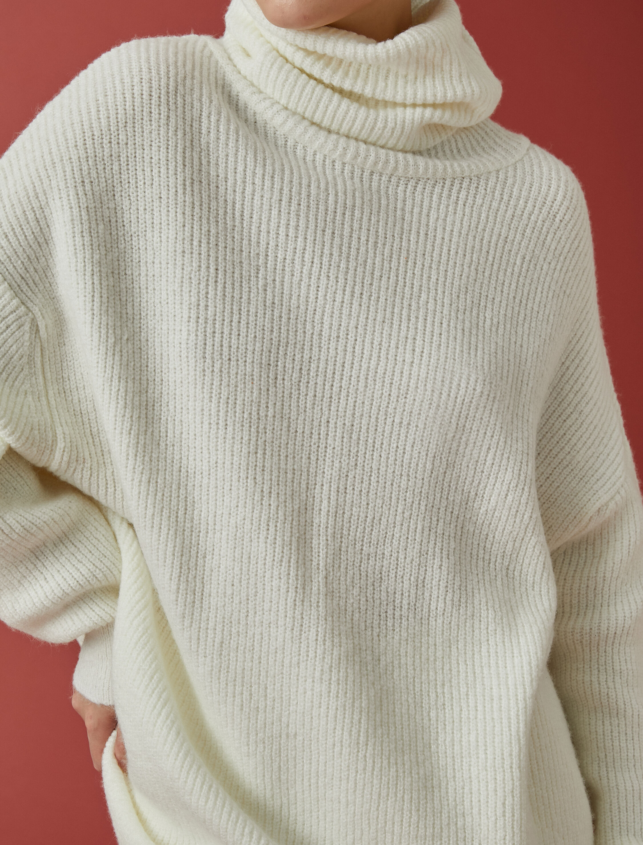 Boğazlı Triko Kazak Uzun Kollu