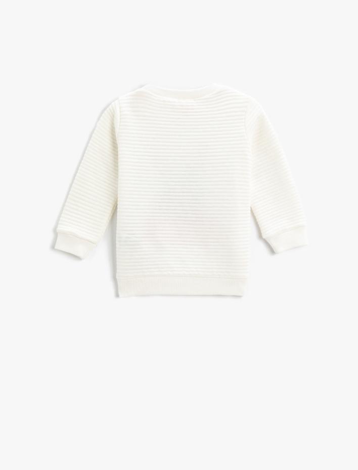 Kız Bebek Tavşan Baskılı Sweatshirt Bisiklet Yaka