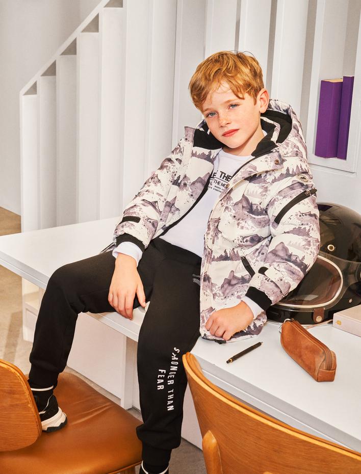 Erkek Çocuk Sweatshirt Uzun Kollu Baskılı Bisiklet Yaka