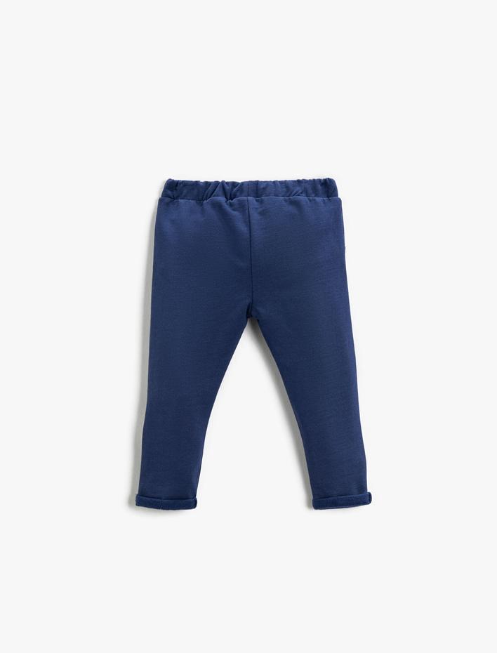 Erkek Bebek Basic Düğme Detaylı Eşofman Altı Beli Lastikli