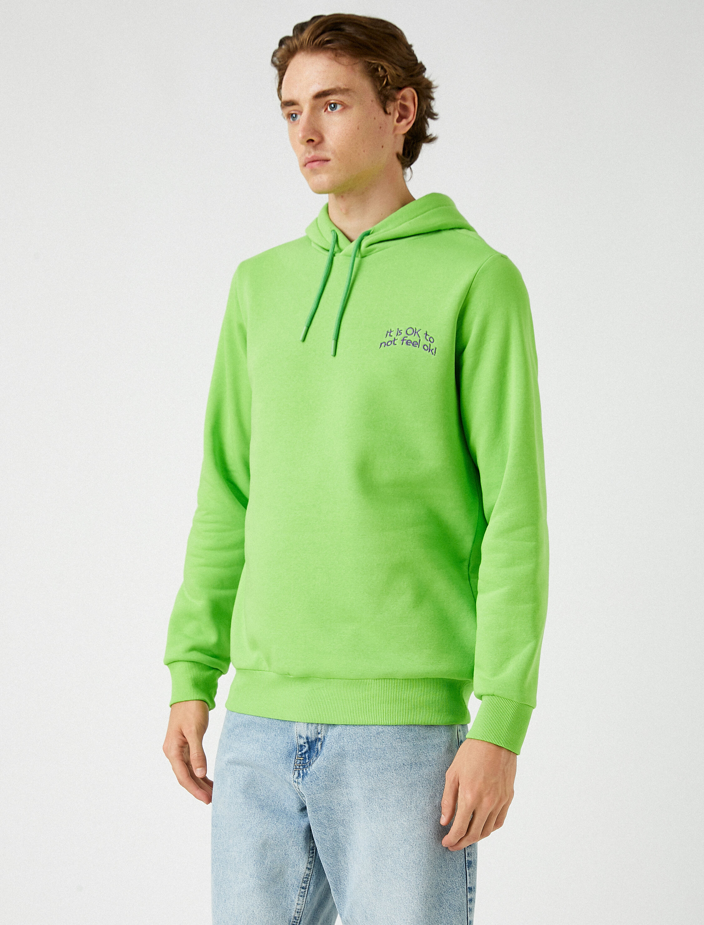   Baskılı Kapşonlu Sweatshirt Şardonlu
