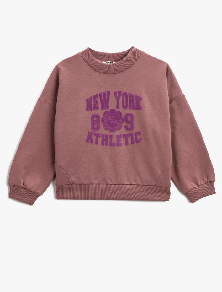 Kız Çocuk Crop Sweatshirt Bisiklet Yaka